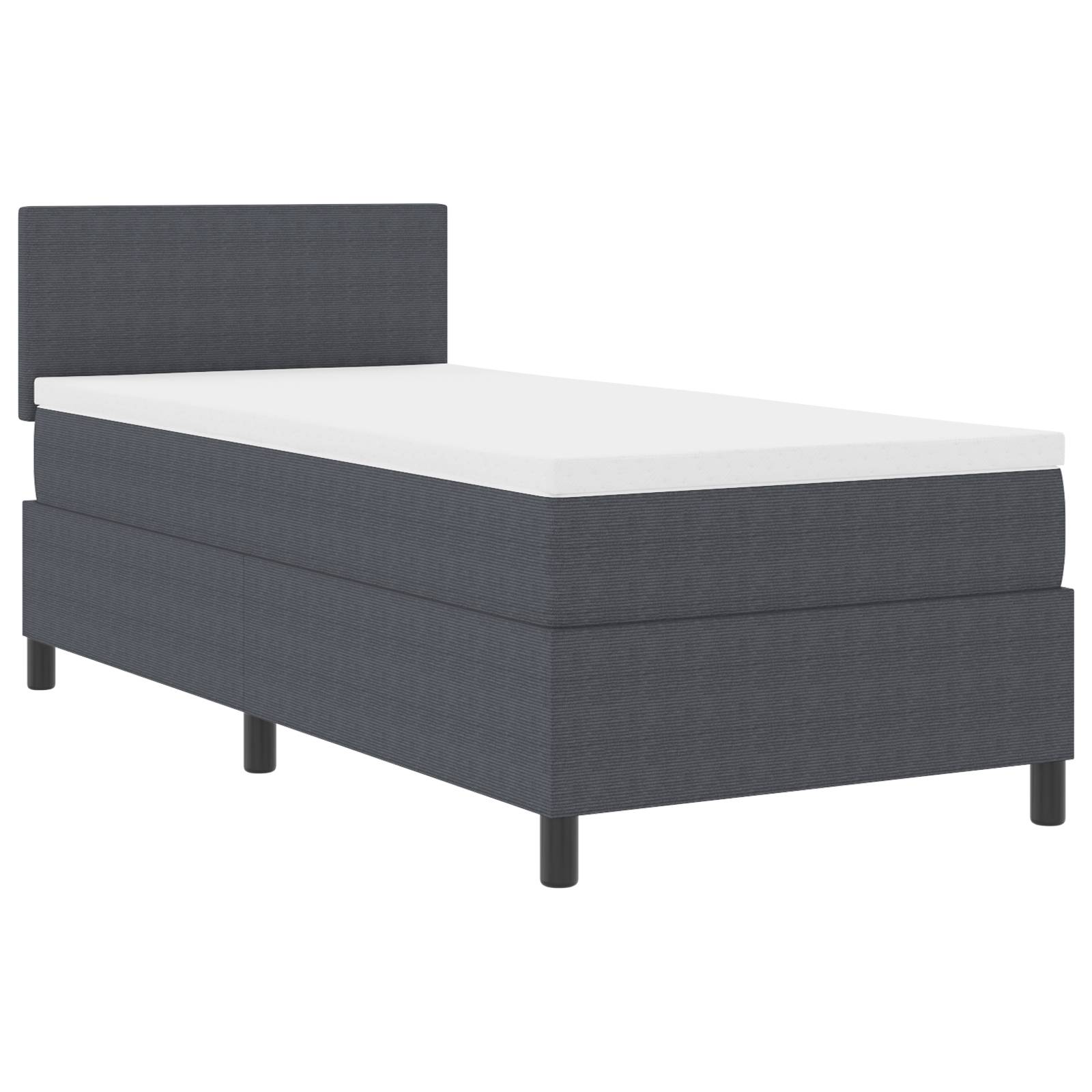 vidaXL LED Boxspringbett mit Matratze Dunkelgrau 90x200 cm Cordstoff