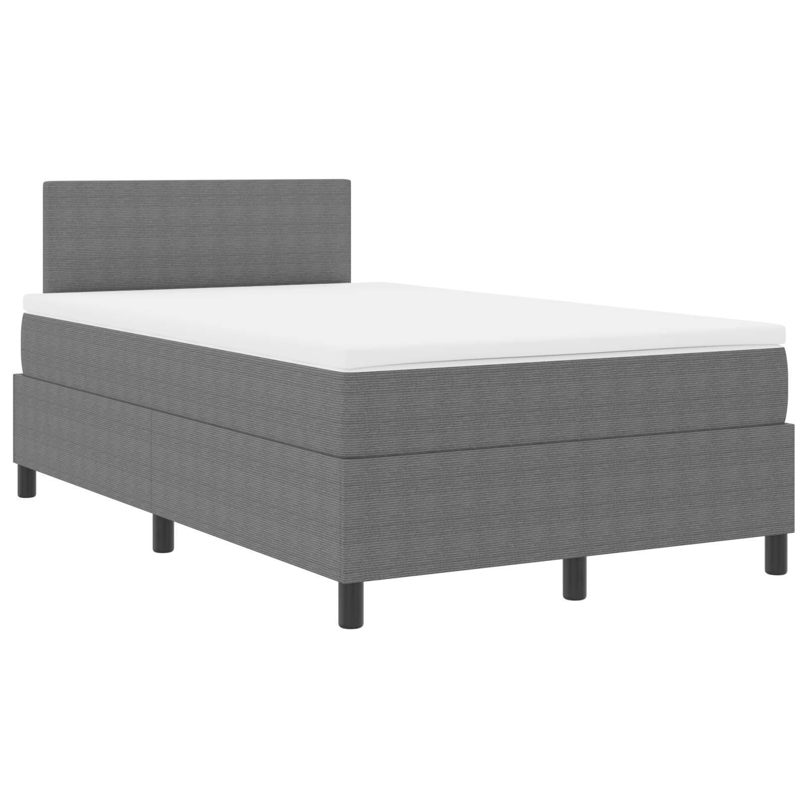 vidaXL Boxspringbett mit Matratze in Lichtgrau, kleines Doppelbett, Corduroystoff