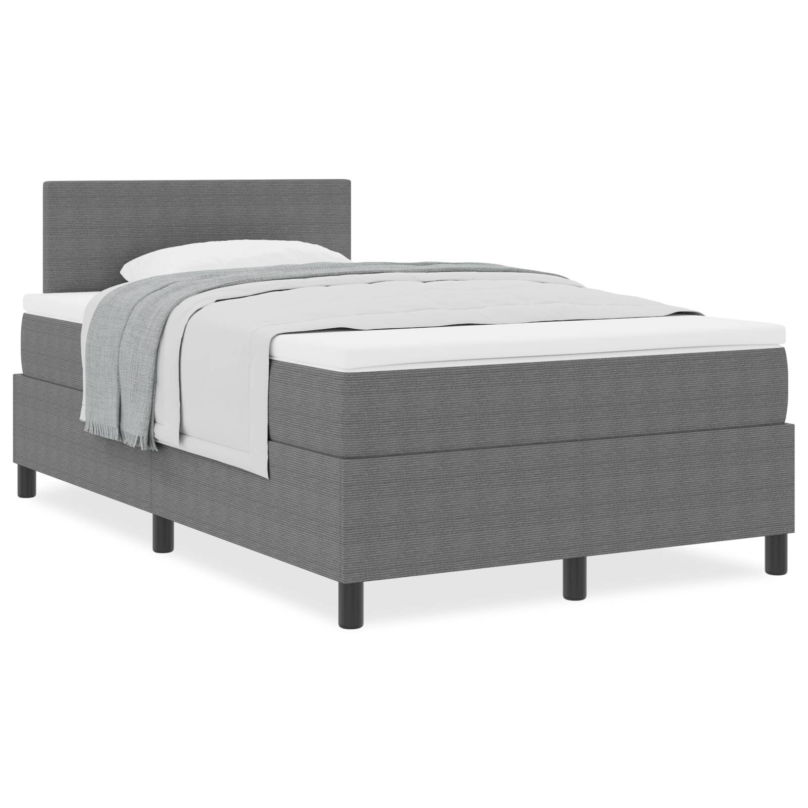 vidaXL Boxspringbett mit Matratze in Lichtgrau, kleines Doppelbett, Corduroystoff