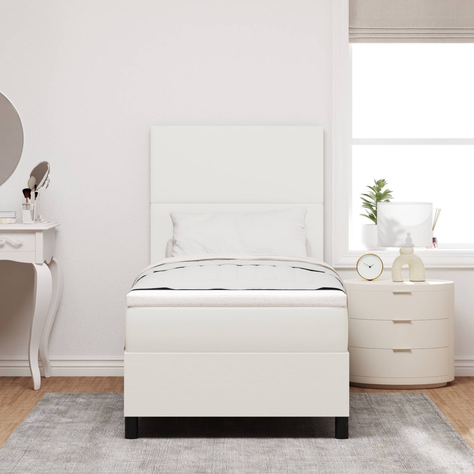 vidaXL Boxspringbett mit Matratze & LED Beige 100x200 cm Cord-Stoff