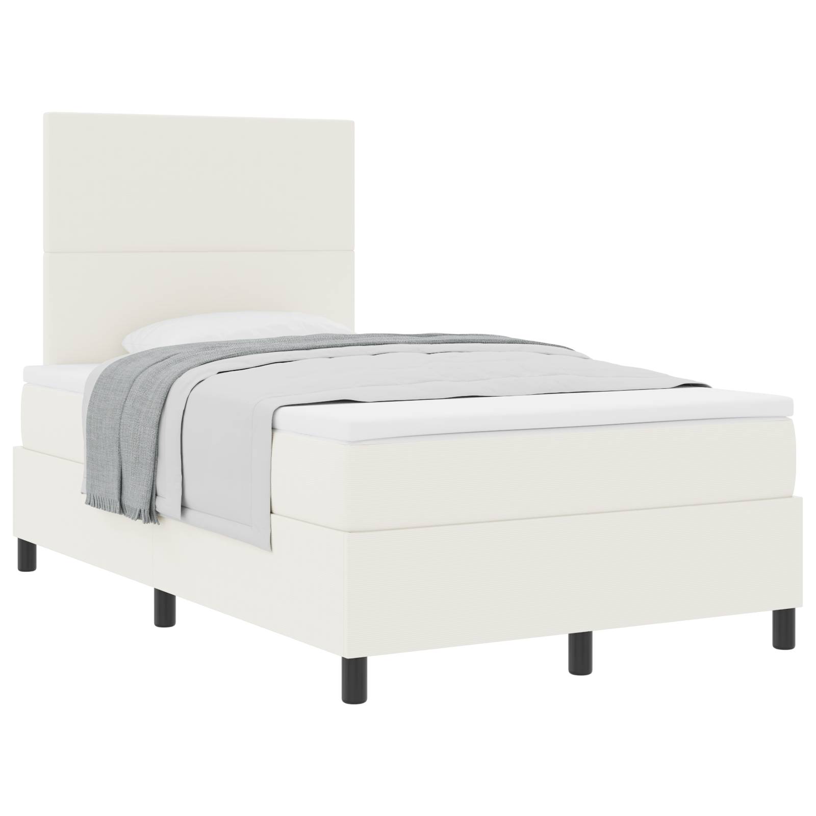 vidaXL Boxspringbett mit Matratze Creme 120x200 cm Cord-Stoff