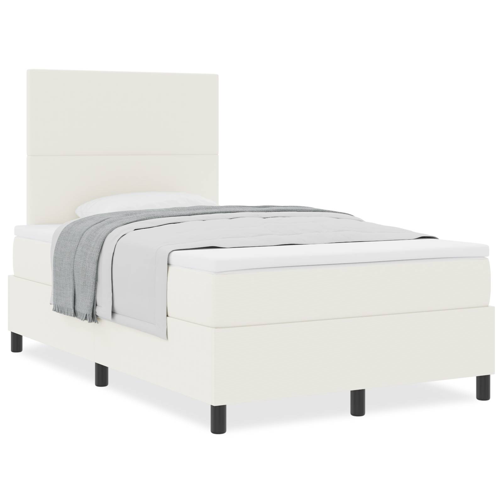 vidaXL Boxspringbett mit Matratze Creme 120x200 cm Cord-Stoff