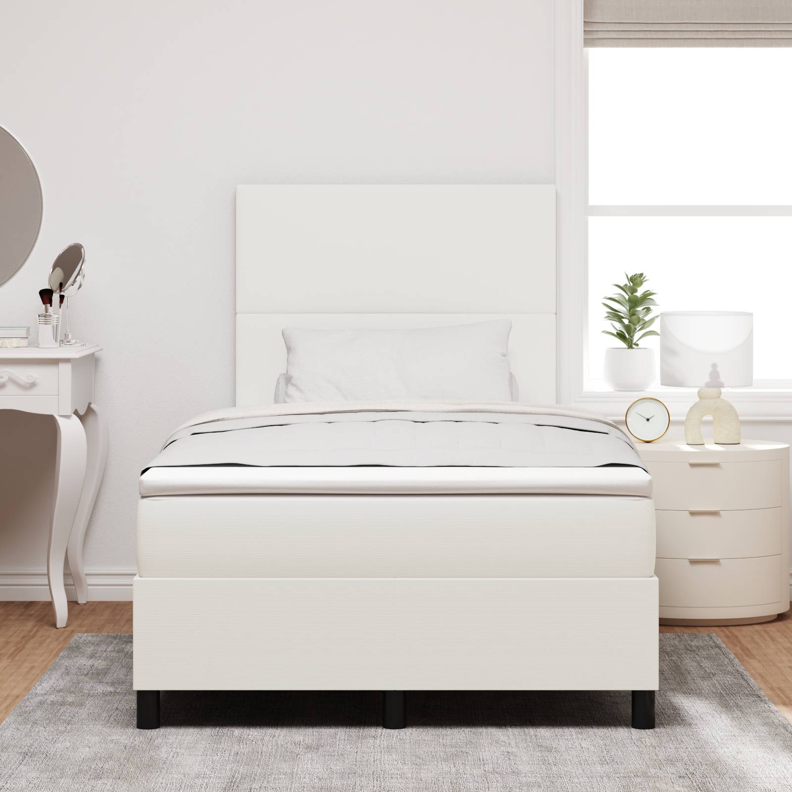 vidaXL Boxspringbett mit Matratze Creme 120x200 cm Cord-Stoff