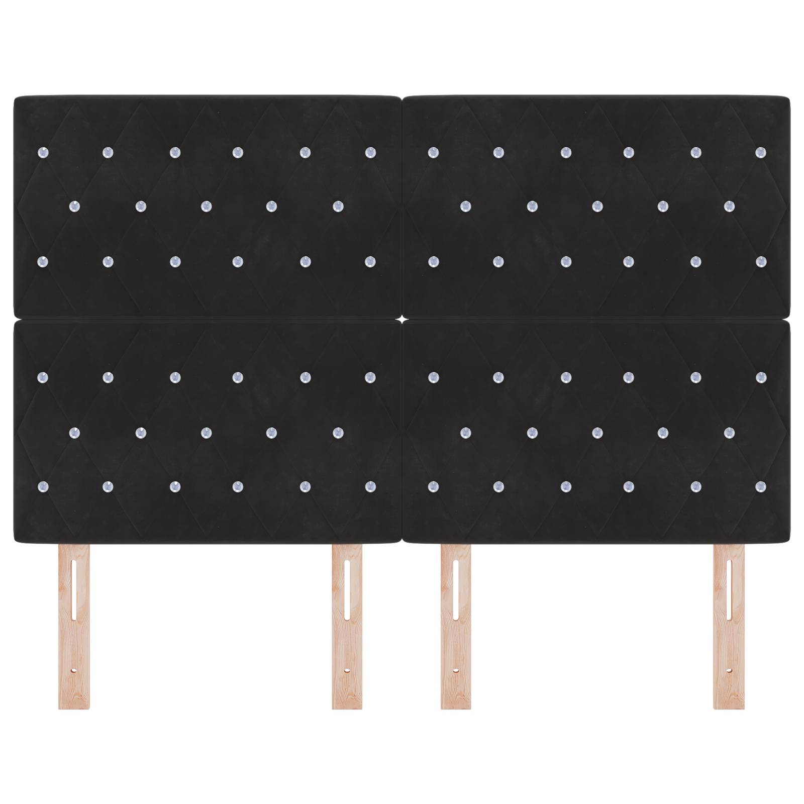 vidaXL Kopfteil Kristallknopf Gepolstert Schwarz 160 cm Velours