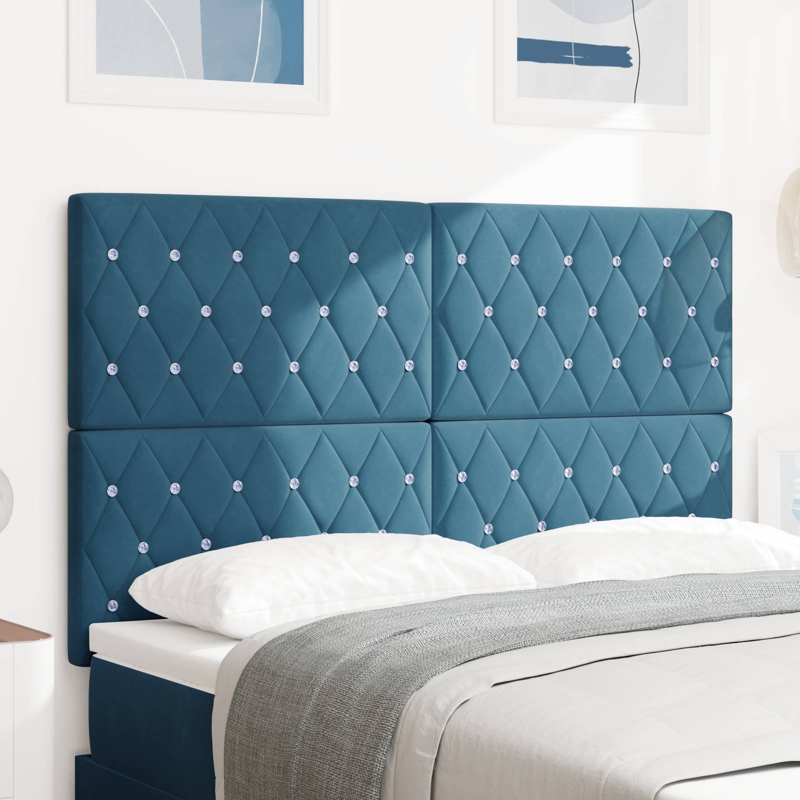 vidaXL LED Kopfteil Dunkelblau 140 cm Samt