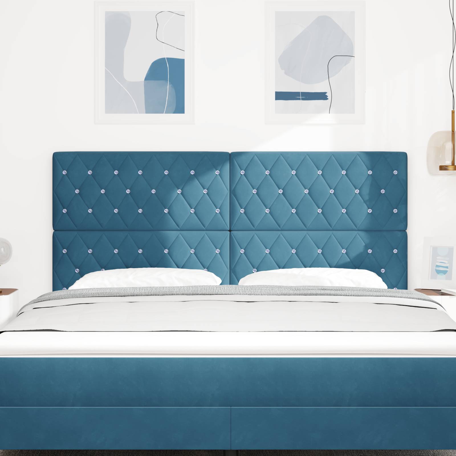 vidaXL LED Kopfteil Dunkelblau 90 cm Samt