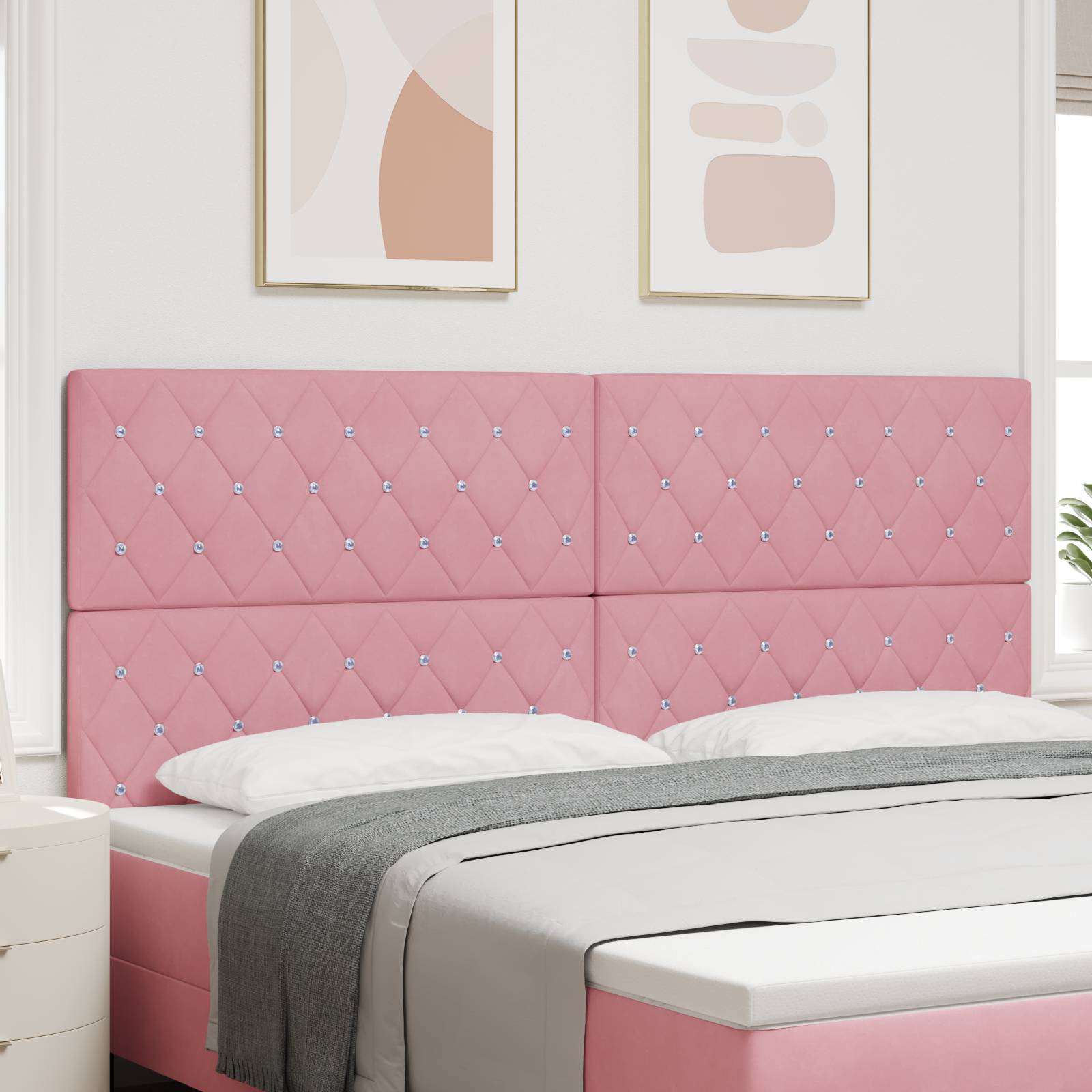 vidaXL LED Kopfteil Rosa 100 cm Samt