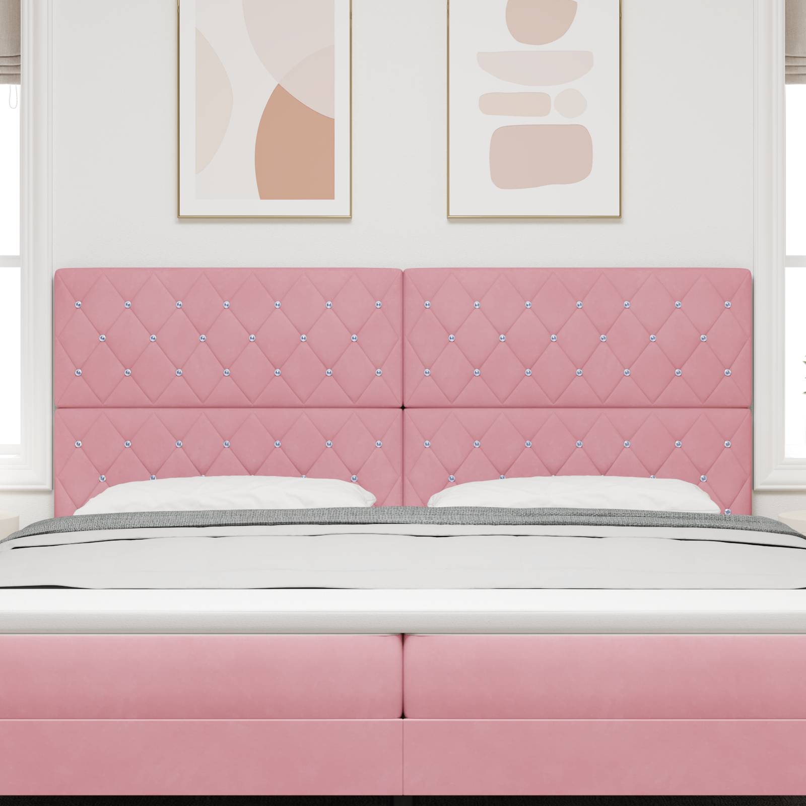 vidaXL LED Kopfteil Rosa 100 cm Samt