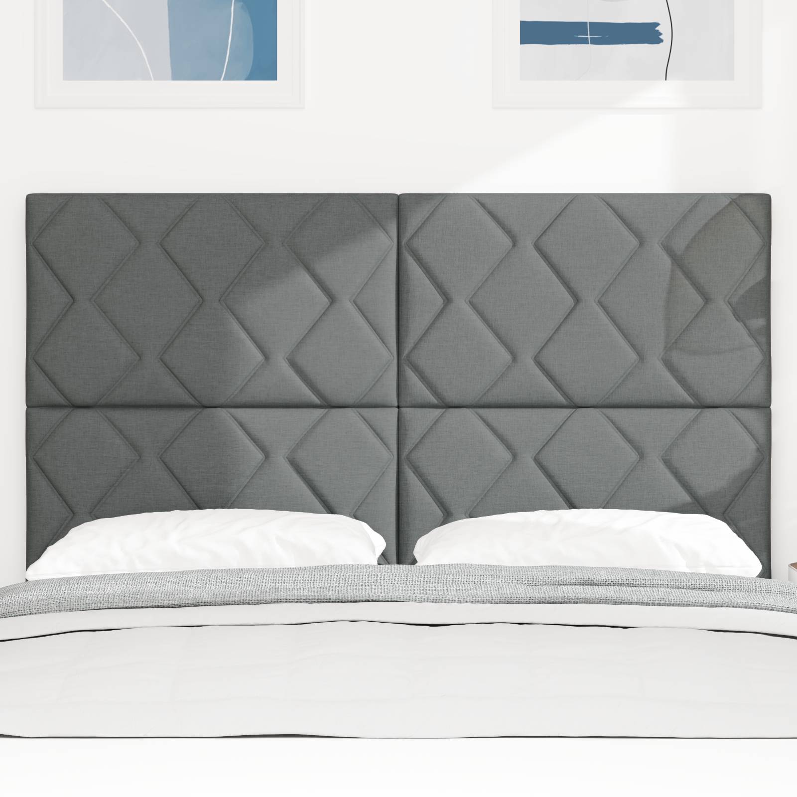 vidaXL Kopfteil Diamantblockdesign Dunkelgrau 140 cm Stoff