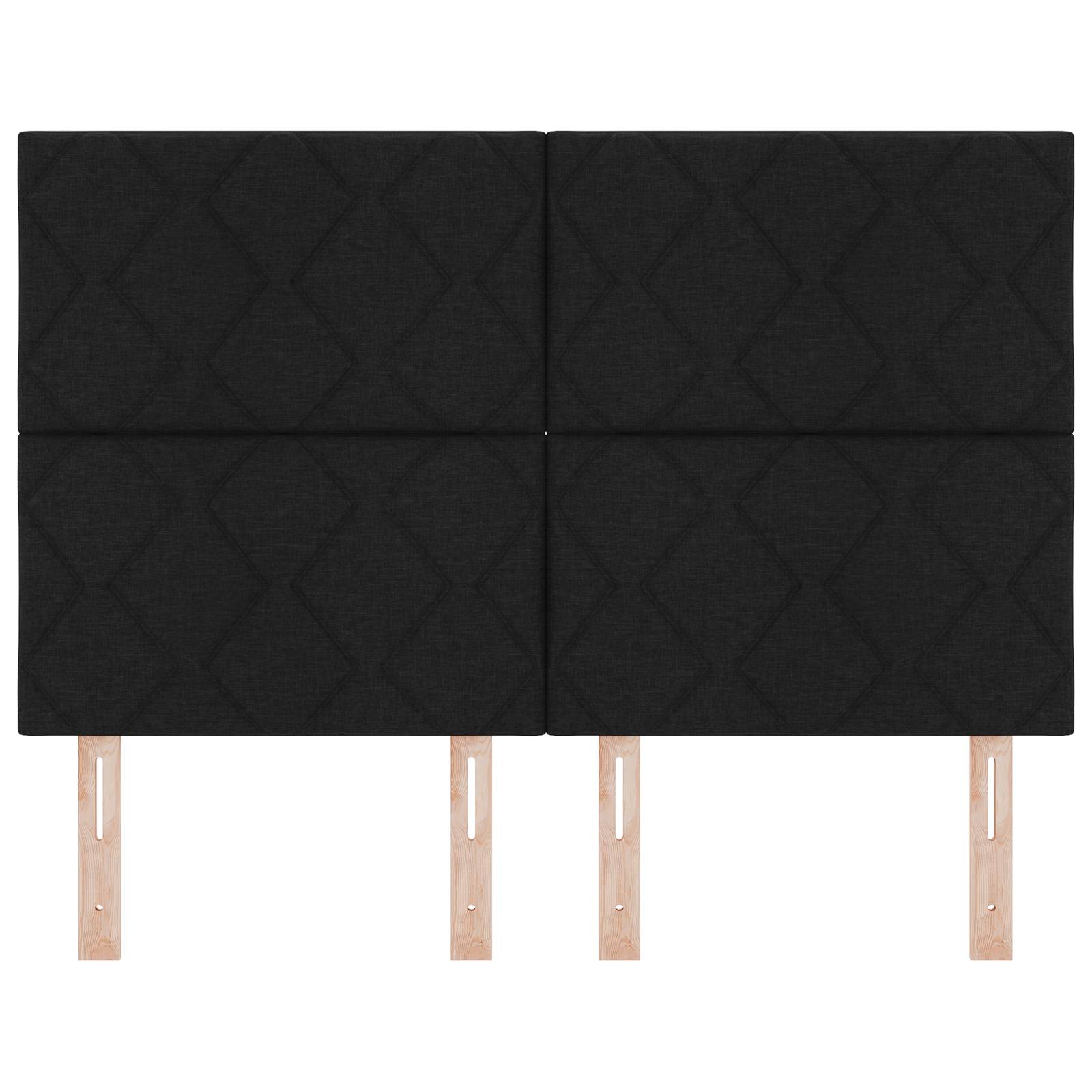 vidaXL LED Kopfteil Rautenmuster Schwarz 144 cm Stoff