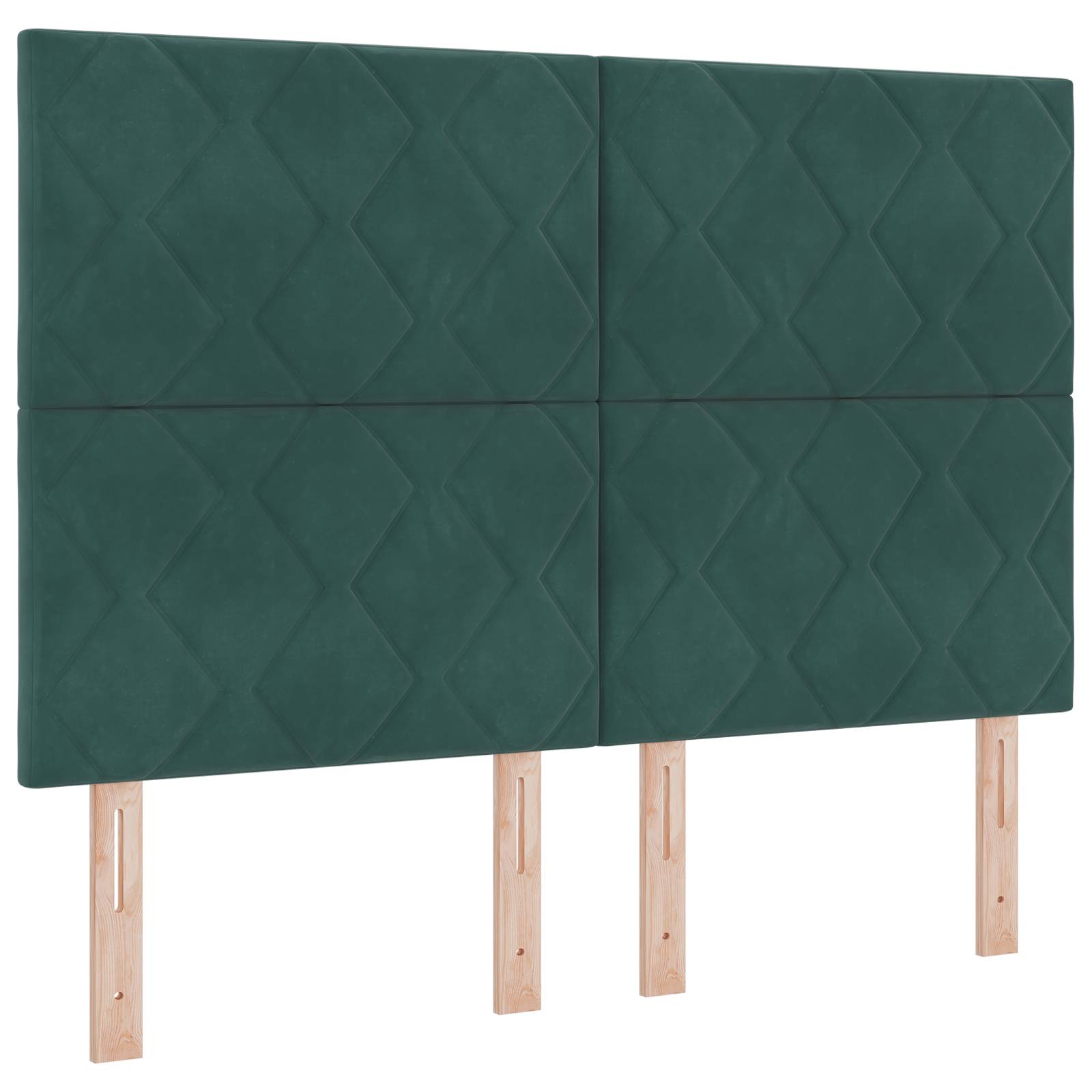 vidaXL LED Kopfteil Diamantblöcke Design Dunkelgrün 144 cm Samt