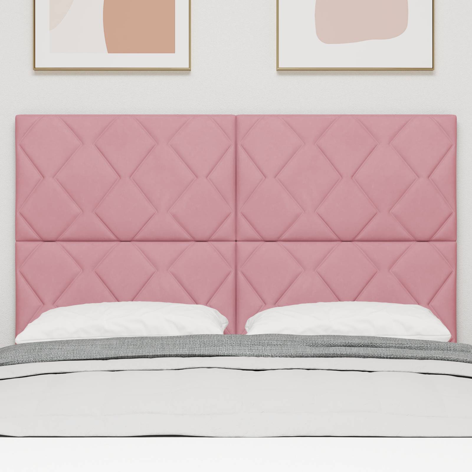 vidaXL LED Kopfteil Diamantblock Design Rosa 160 cm Samt