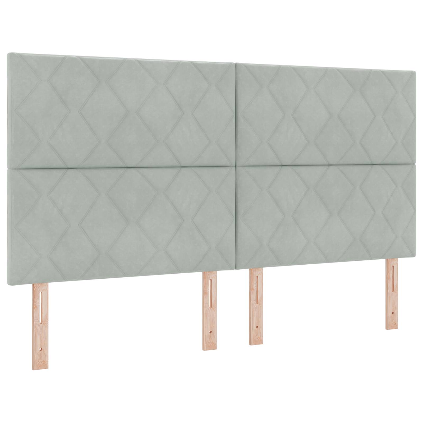vidaXL LED Kopfteil Diamantblocks Design Hellgrau 180 cm Samt