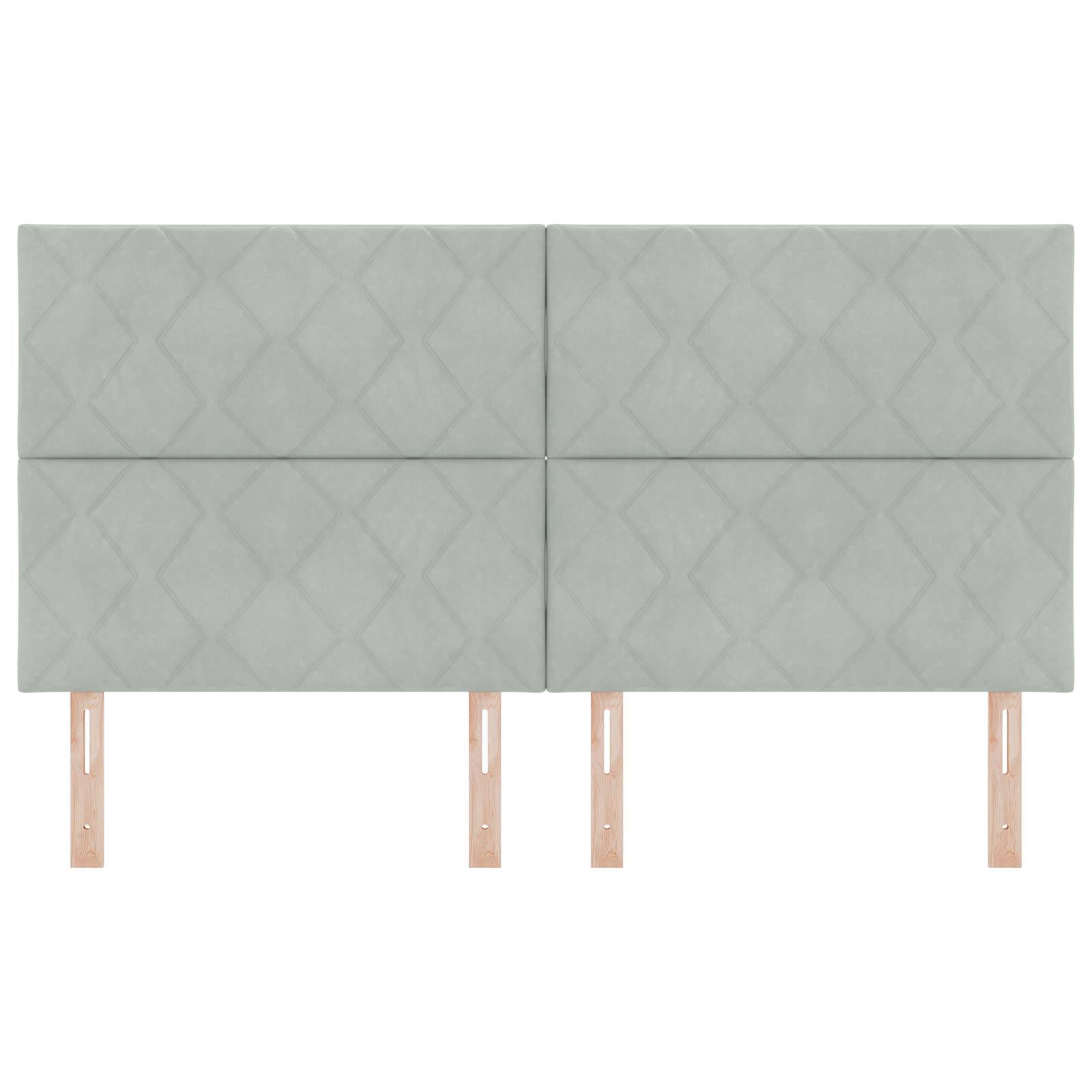 vidaXL LED Kopfteil Diamantblocks Design Hellgrau 180 cm Samt