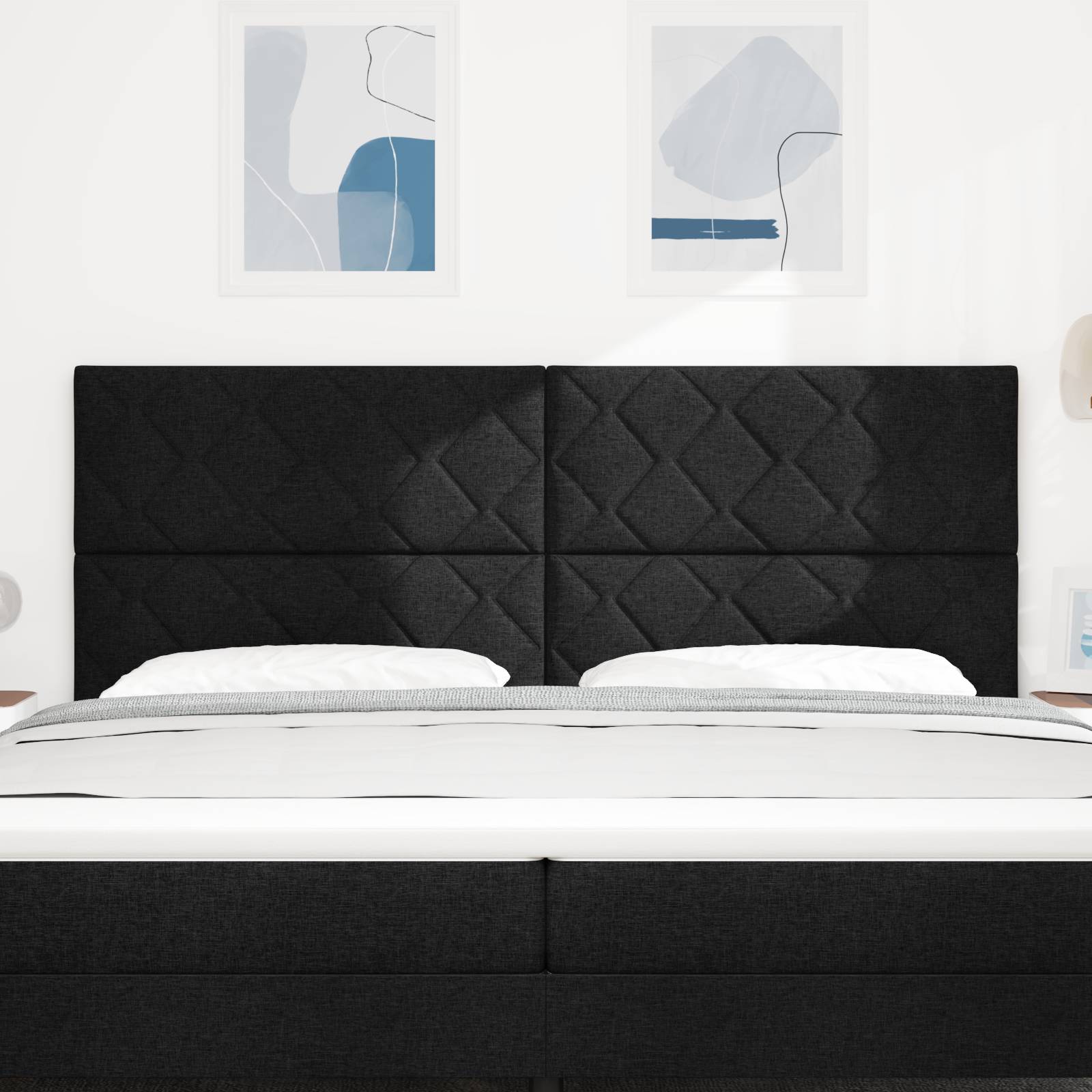 vidaXL Kopfteil mit Diamantblockdesign Schwarz 200 cm Stoff