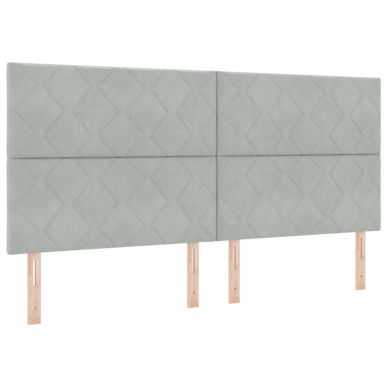 vidaXL Kopfteil mit Diamantblock-Design Hellgrau 200 cm Samt