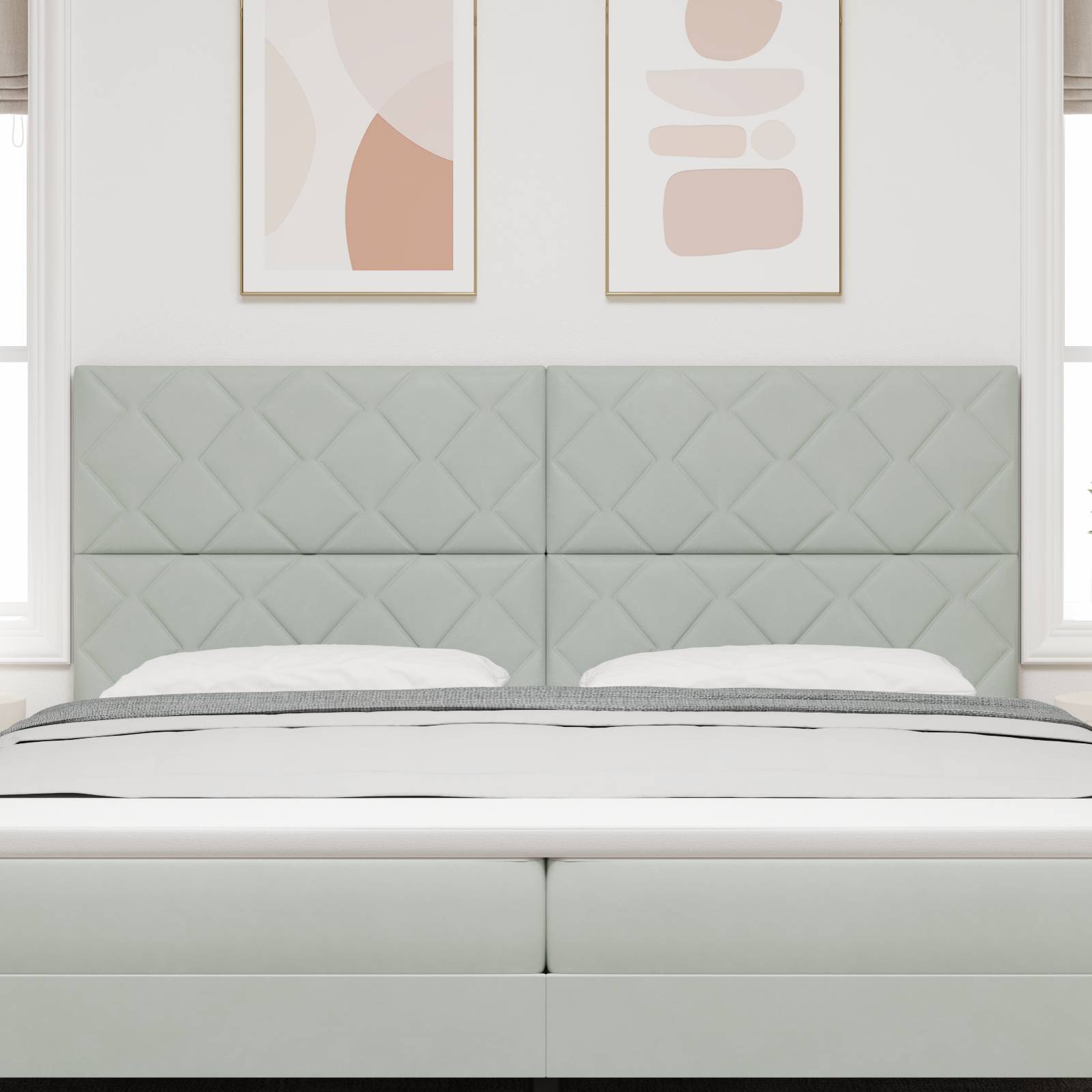 vidaXL Kopfteil mit Diamantblock-Design Hellgrau 200 cm Samt