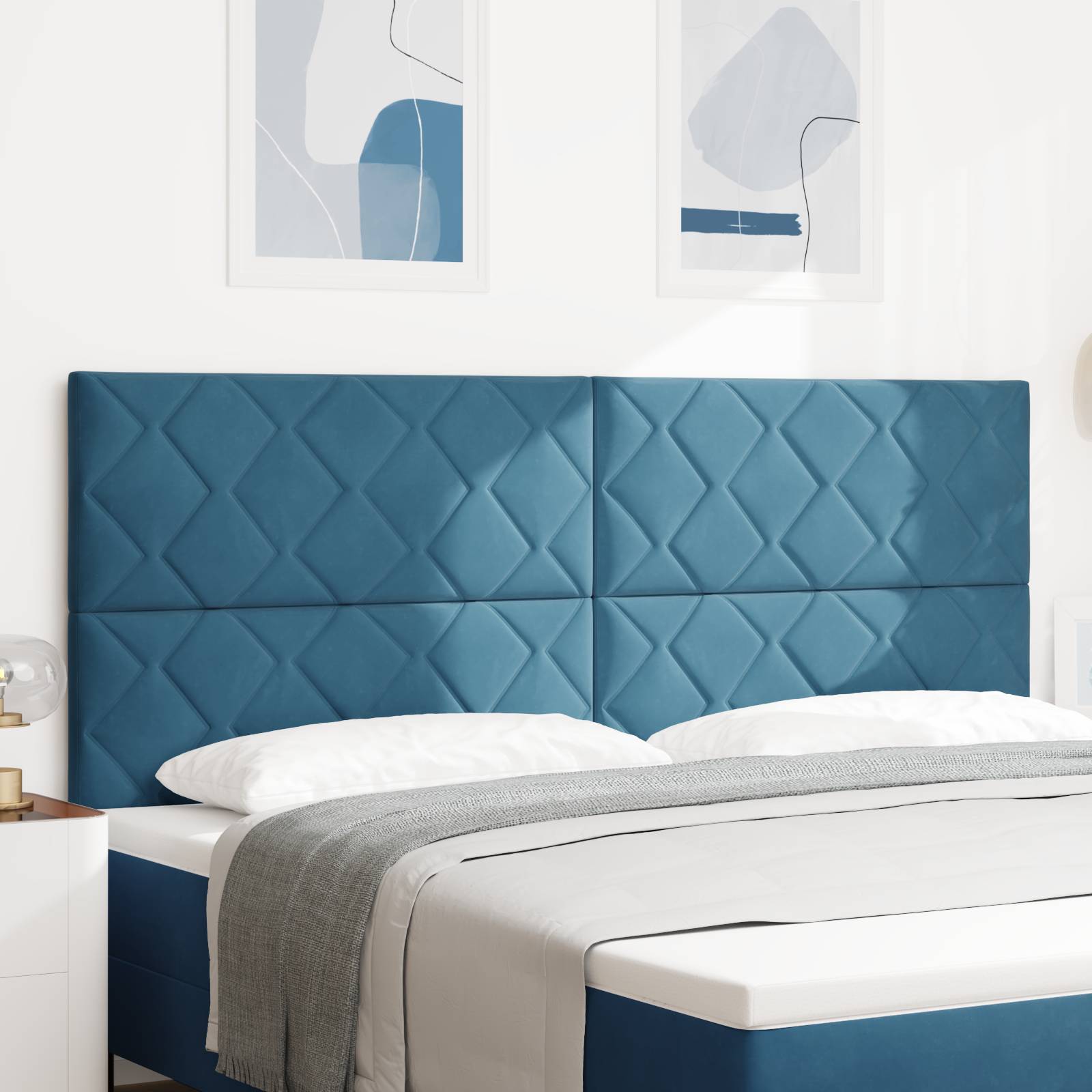 vidaXL Kopfteil Diamantblock-Design Dunkelblau 200 cm Samt