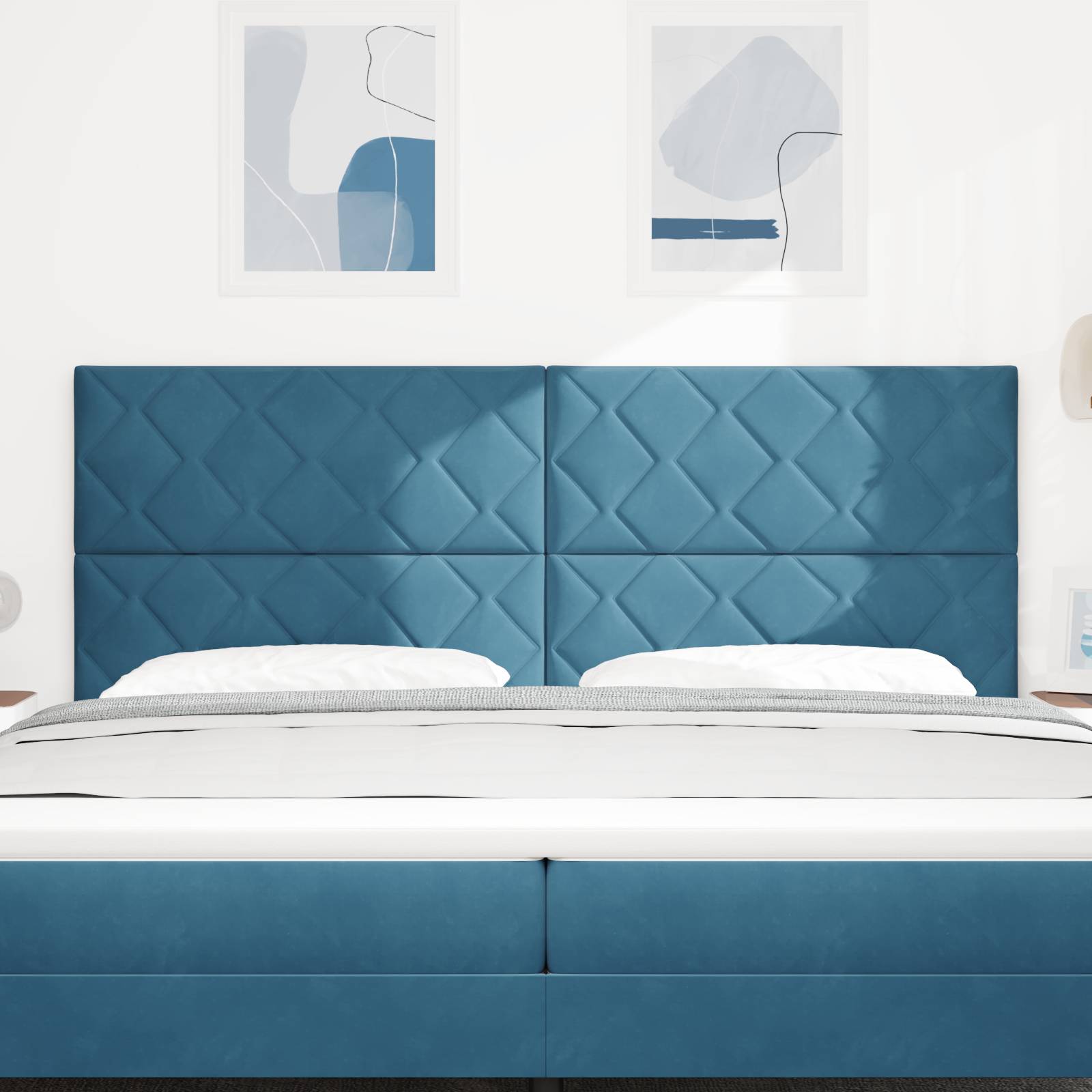 vidaXL Kopfteil Diamantblock-Design Dunkelblau 200 cm Samt