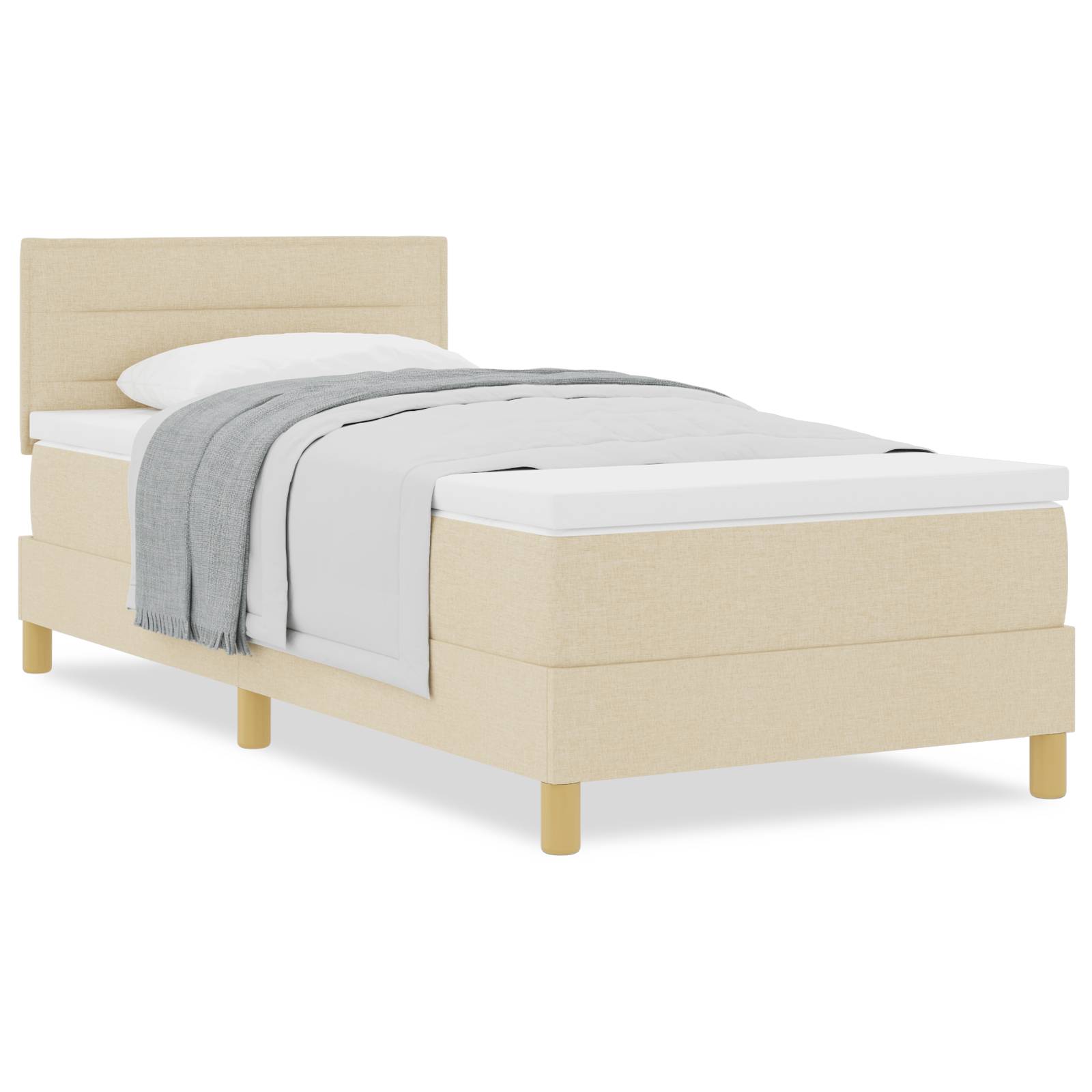 vidaXL Boxspringbett mit Matratze Creme 100x200 cm Stoff