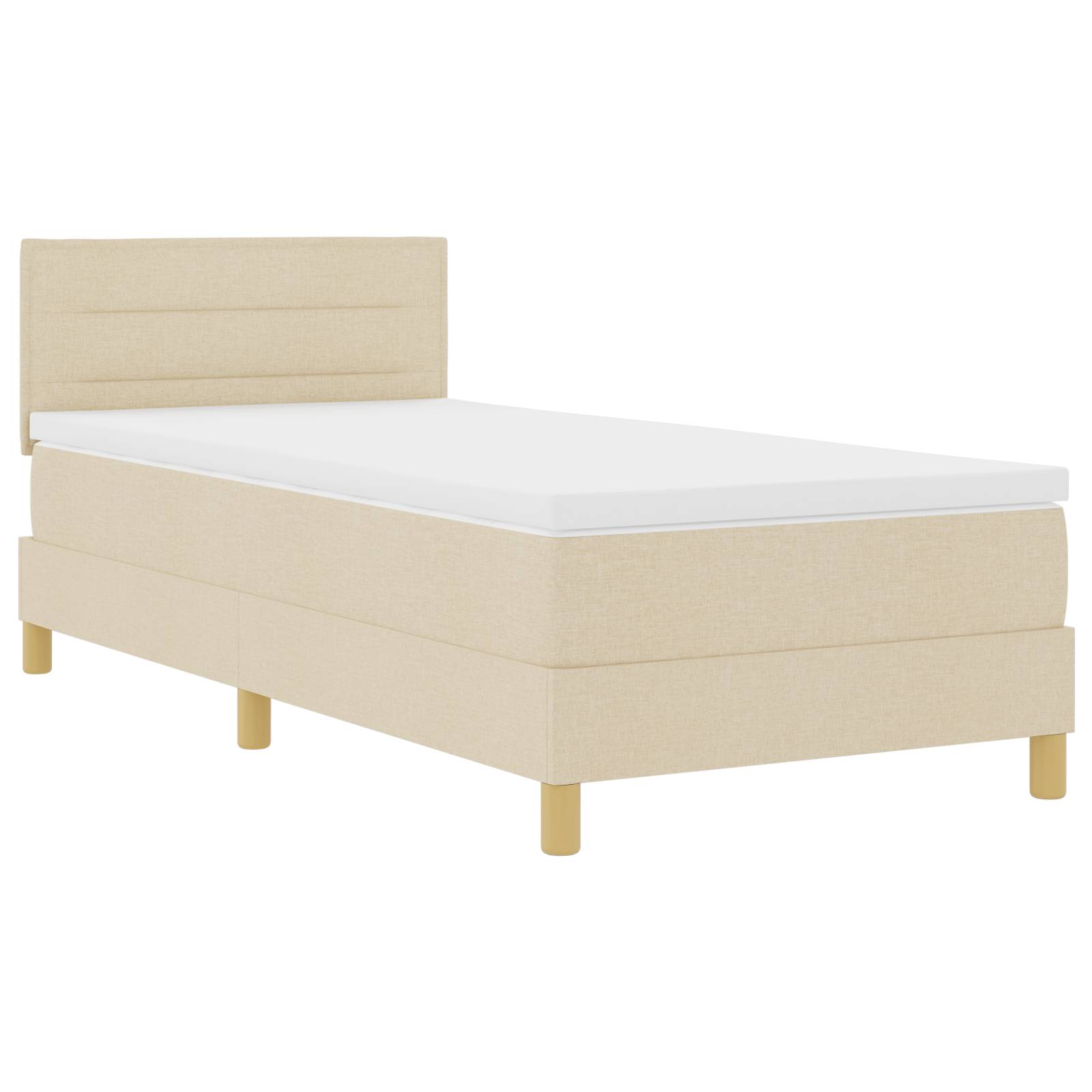 vidaXL Boxspringbett mit Matratze Creme 100x200 cm Stoff
