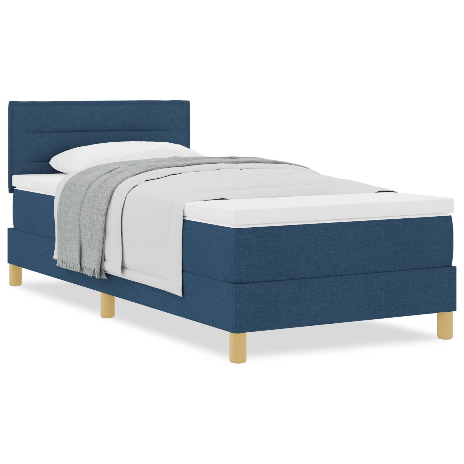 vidaXL Boxspringbett mit Matratze Blau 80x200 cm Stoff