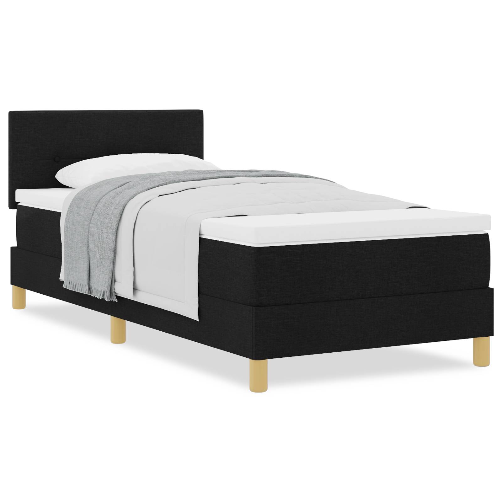 vidaXL Boxspringbett mit Matratze Schwarz 100x200 cm Stoff