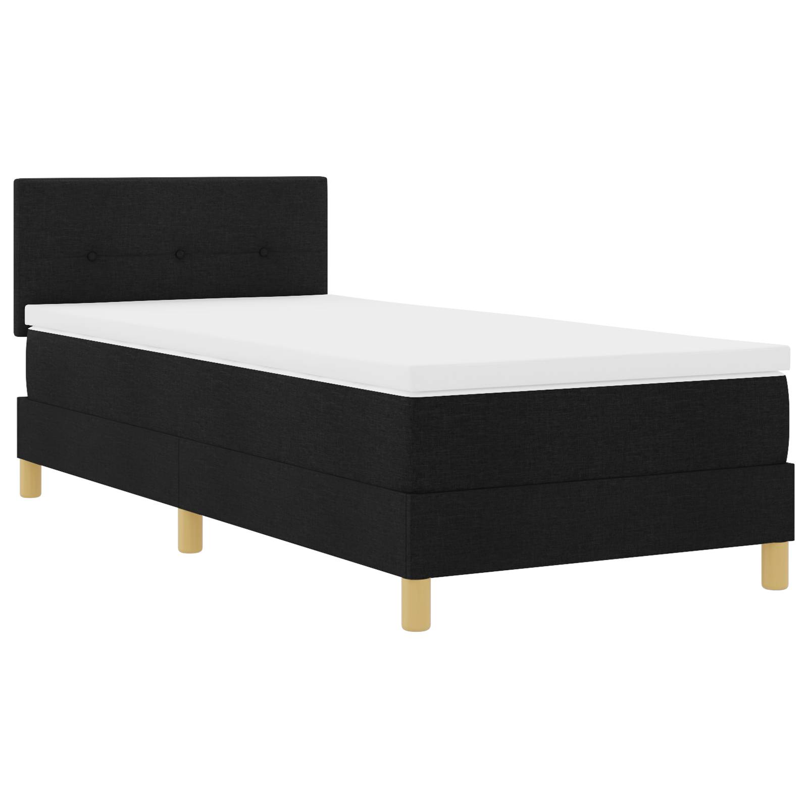 vidaXL LED Boxspringbett mit Matratze Schwarz 90x200 cm Stoff