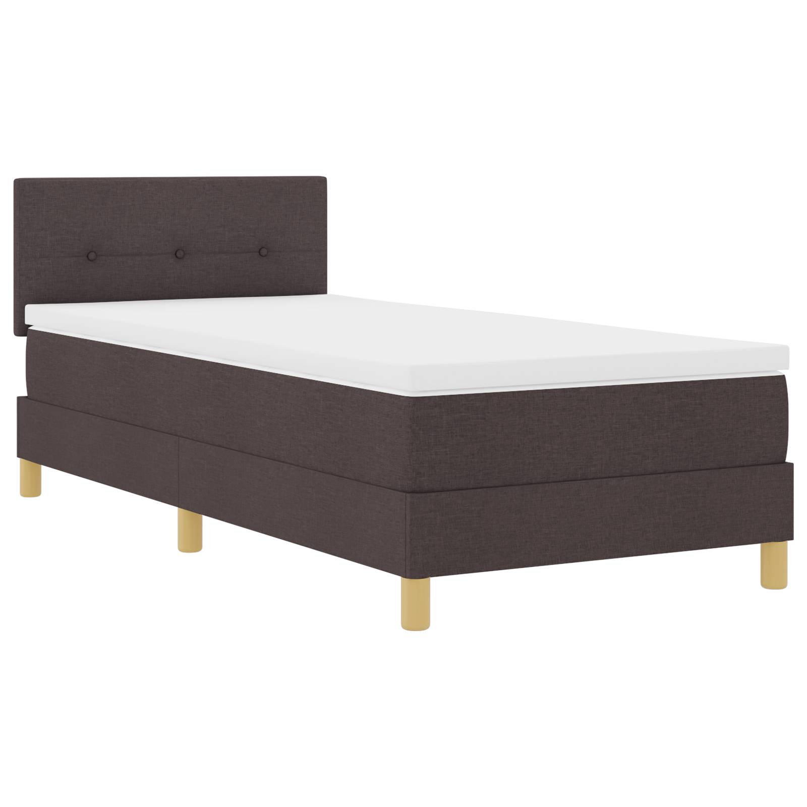 vidaXL LED Boxspringbett mit Matratze Dunkelbraun 90x200 cm Stoff