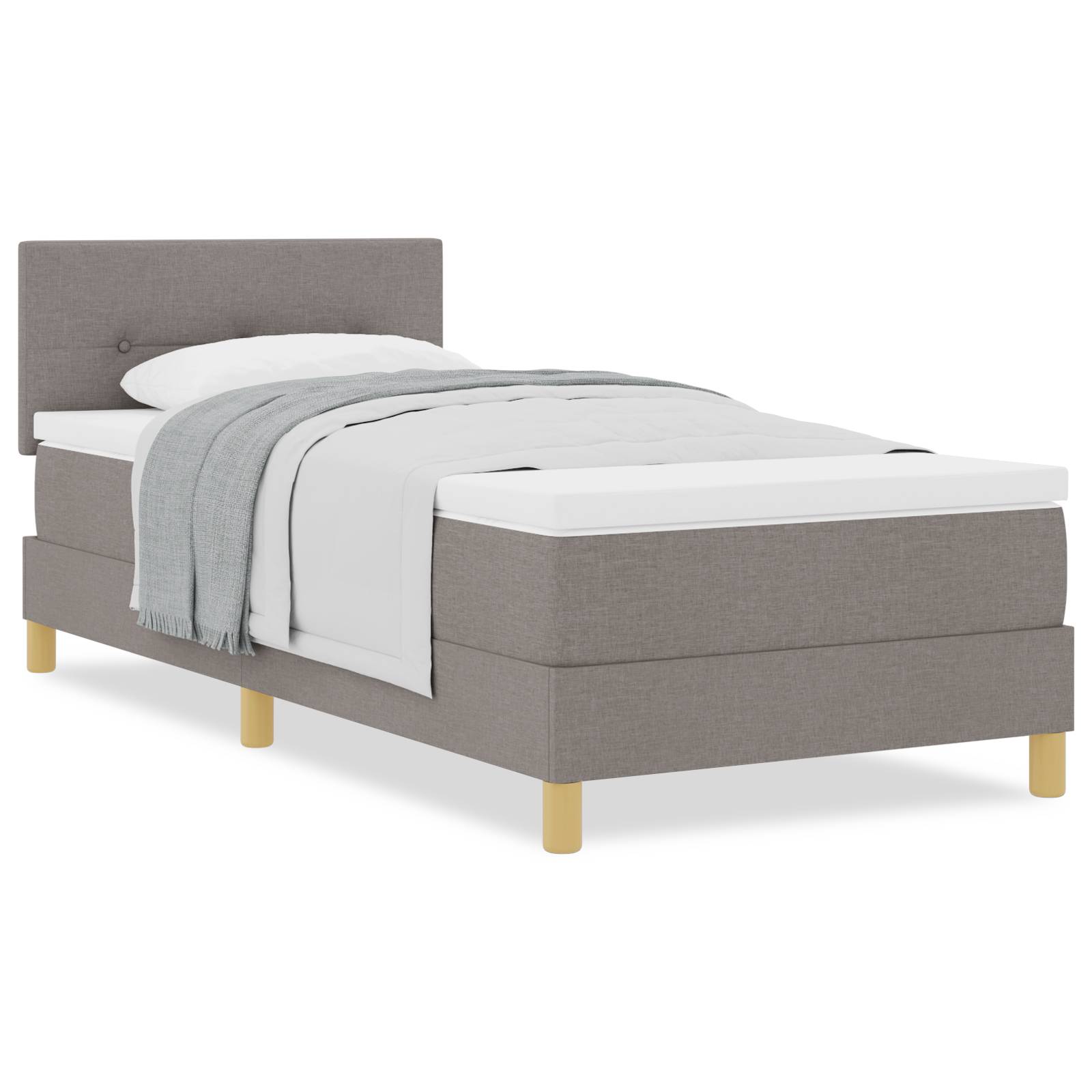 vidaXL Boxspringbett mit Matratze Taupe 100x200 cm Stoff