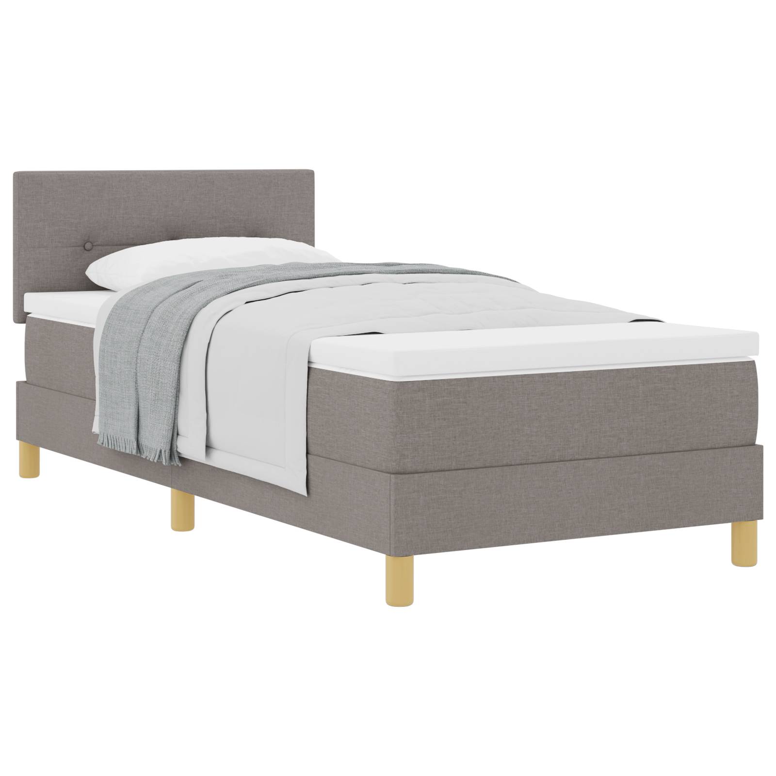vidaXL Boxspringbett mit Matratze Taupe 100x200 cm Stoff