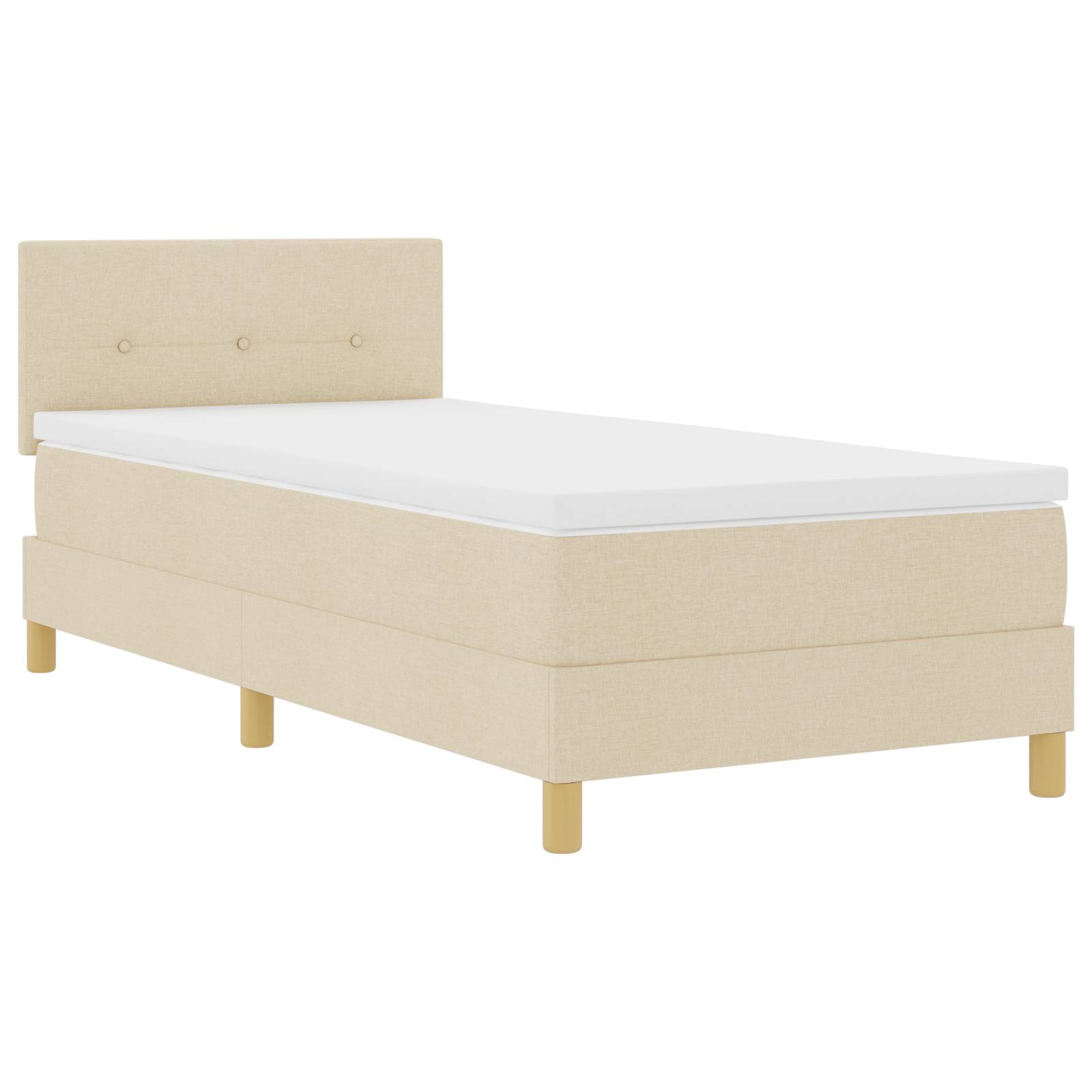 vidaXL Boxspringbett mit Matratze Creme 100x200 cm Stoff