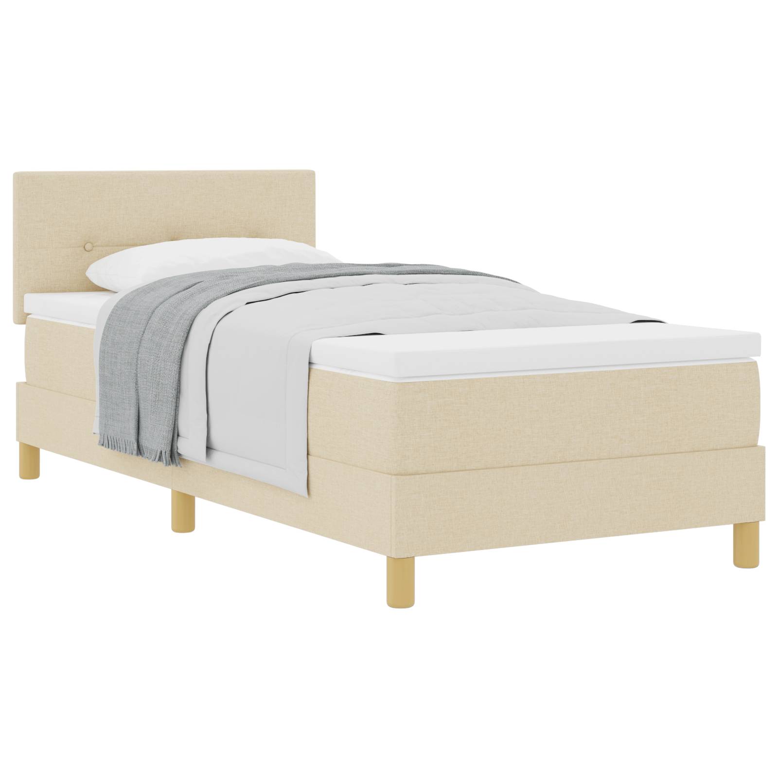 vidaXL Boxspringbett mit Matratze Creme 100x200 cm Stoff