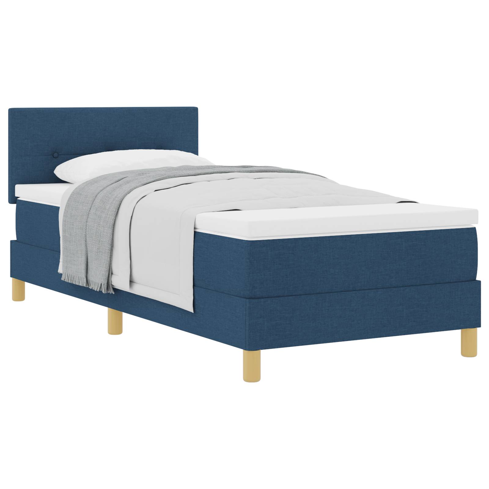 vidaXL Boxspringbett mit Matratze Blau 100x200 cm Stoff