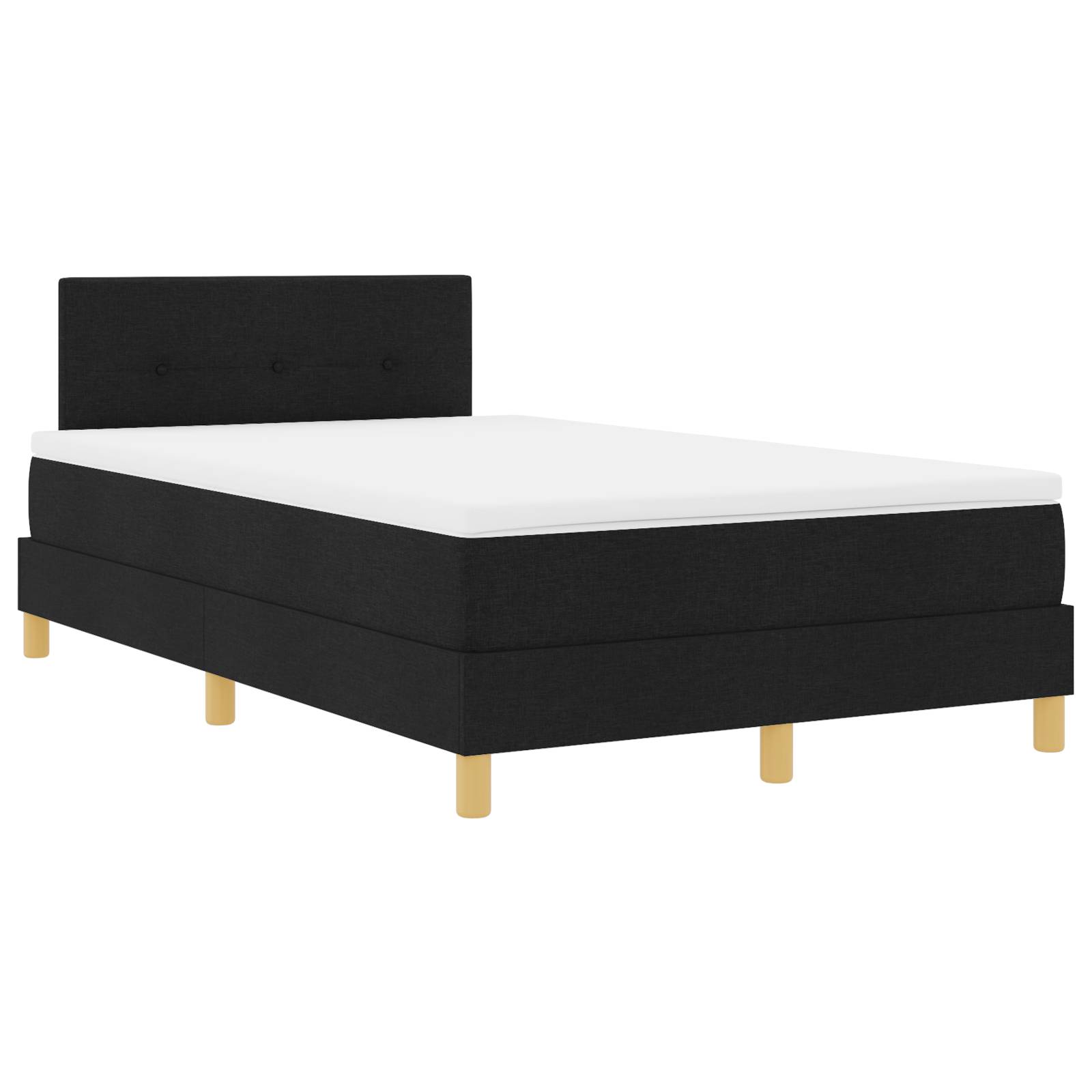 vidaXL Boxspringbett mit Matratze Schwarz 120x200 cm Stoff