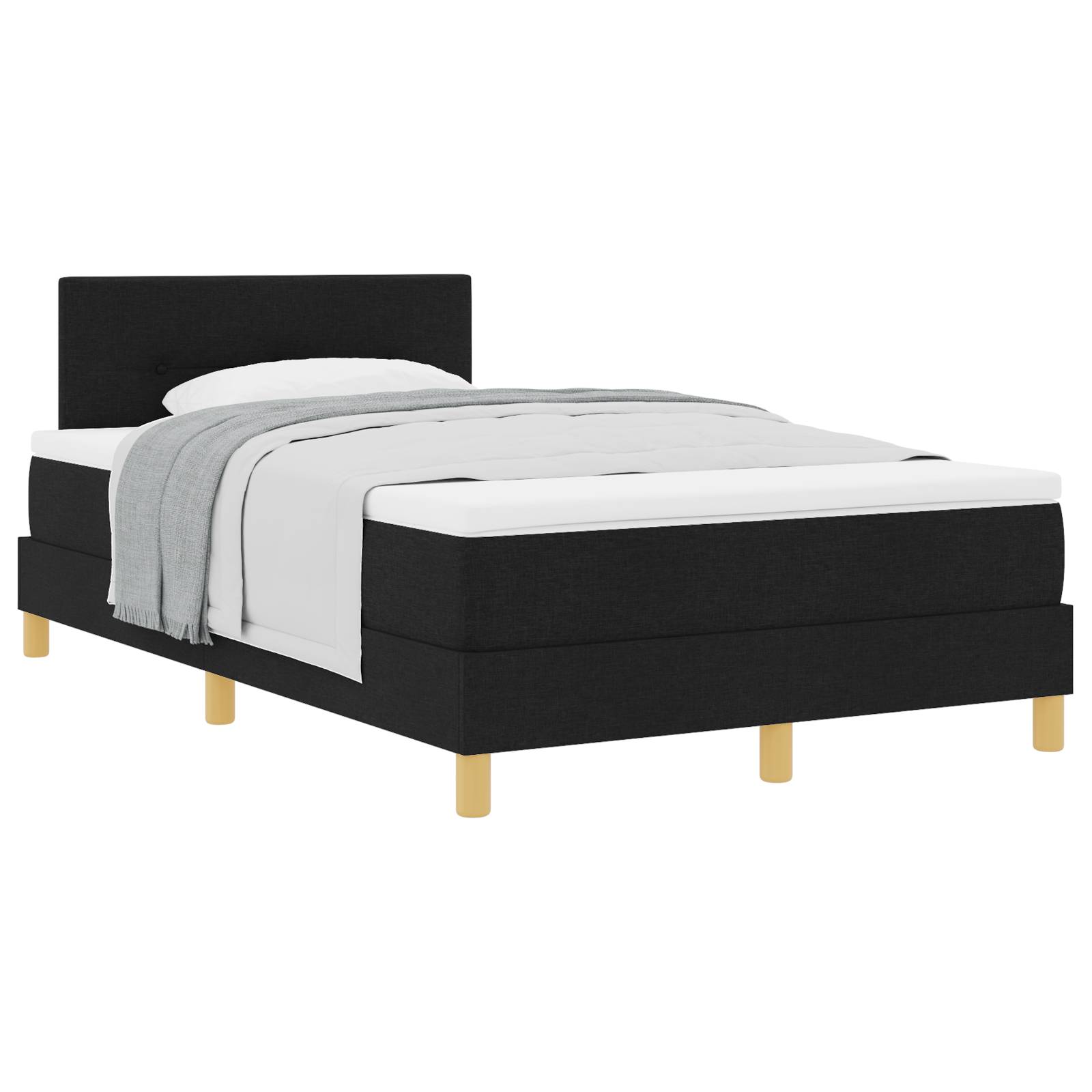 vidaXL Boxspringbett mit Matratze Schwarz 120x200 cm Stoff