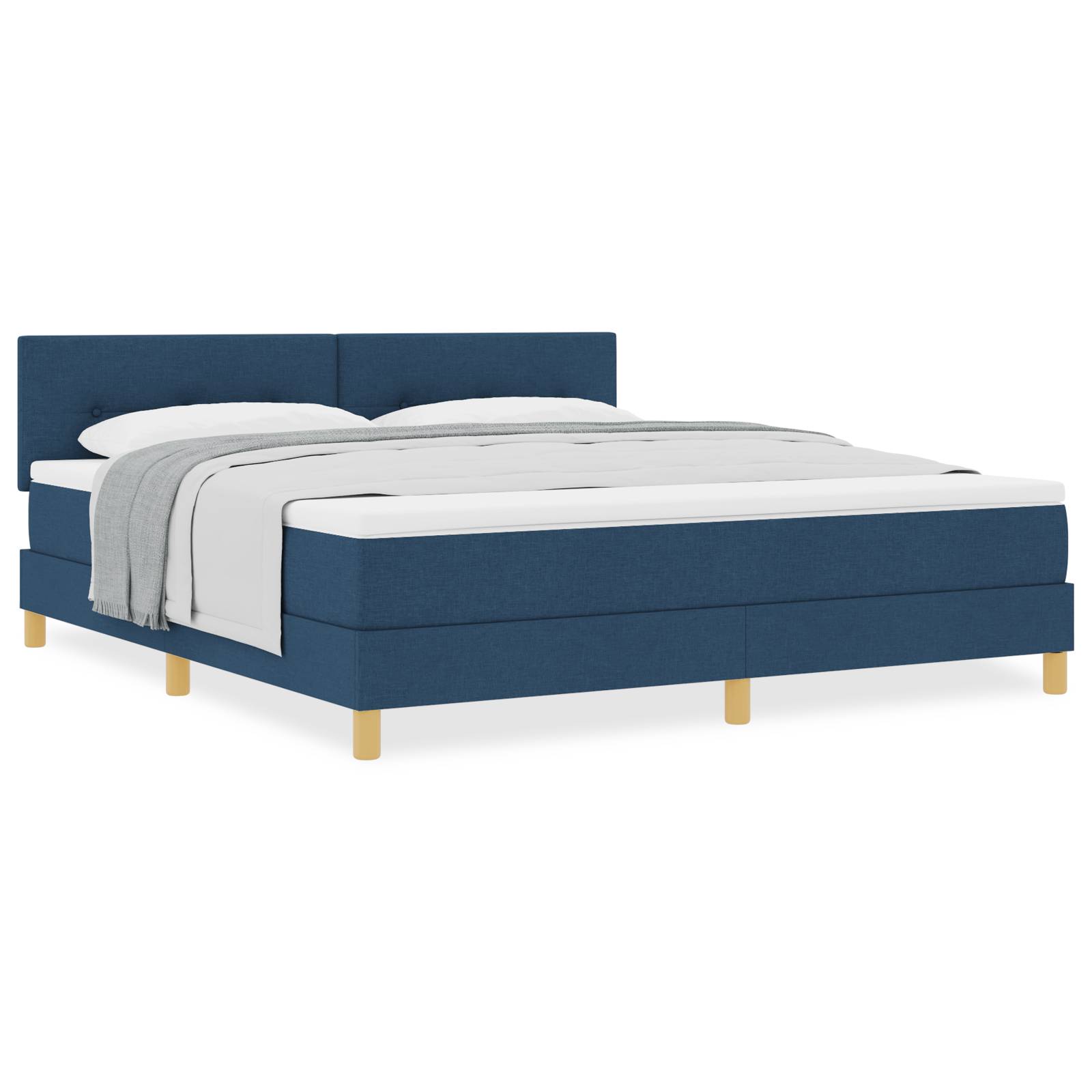 vidaXL Boxspringbett mit Matratze Blau 180x200 cm Stoff