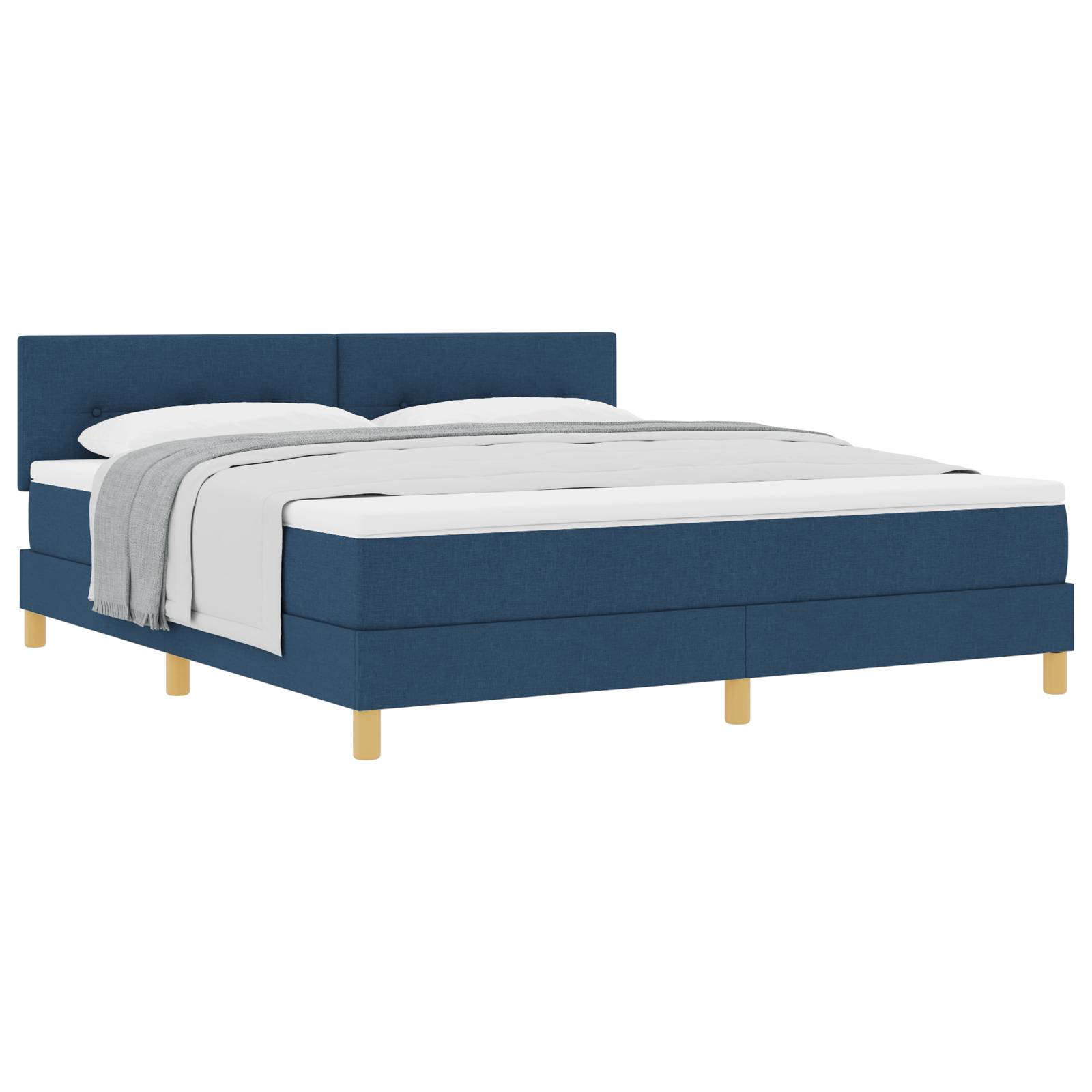 vidaXL Boxspringbett mit Matratze Blau 180x200 cm Stoff