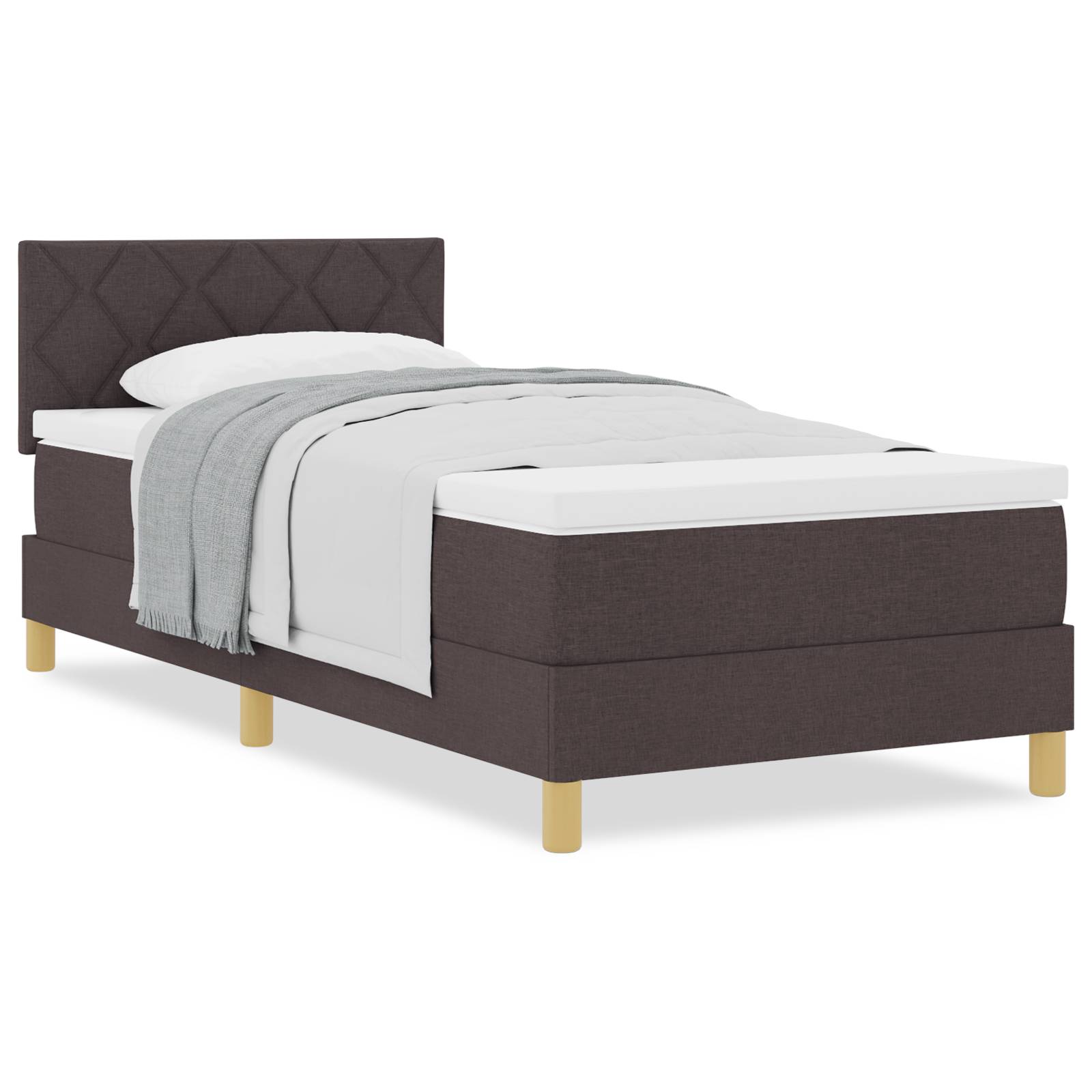 vidaXL Boxspringbett mit Matratze Dunkelbraun 90x200 cm Stoff