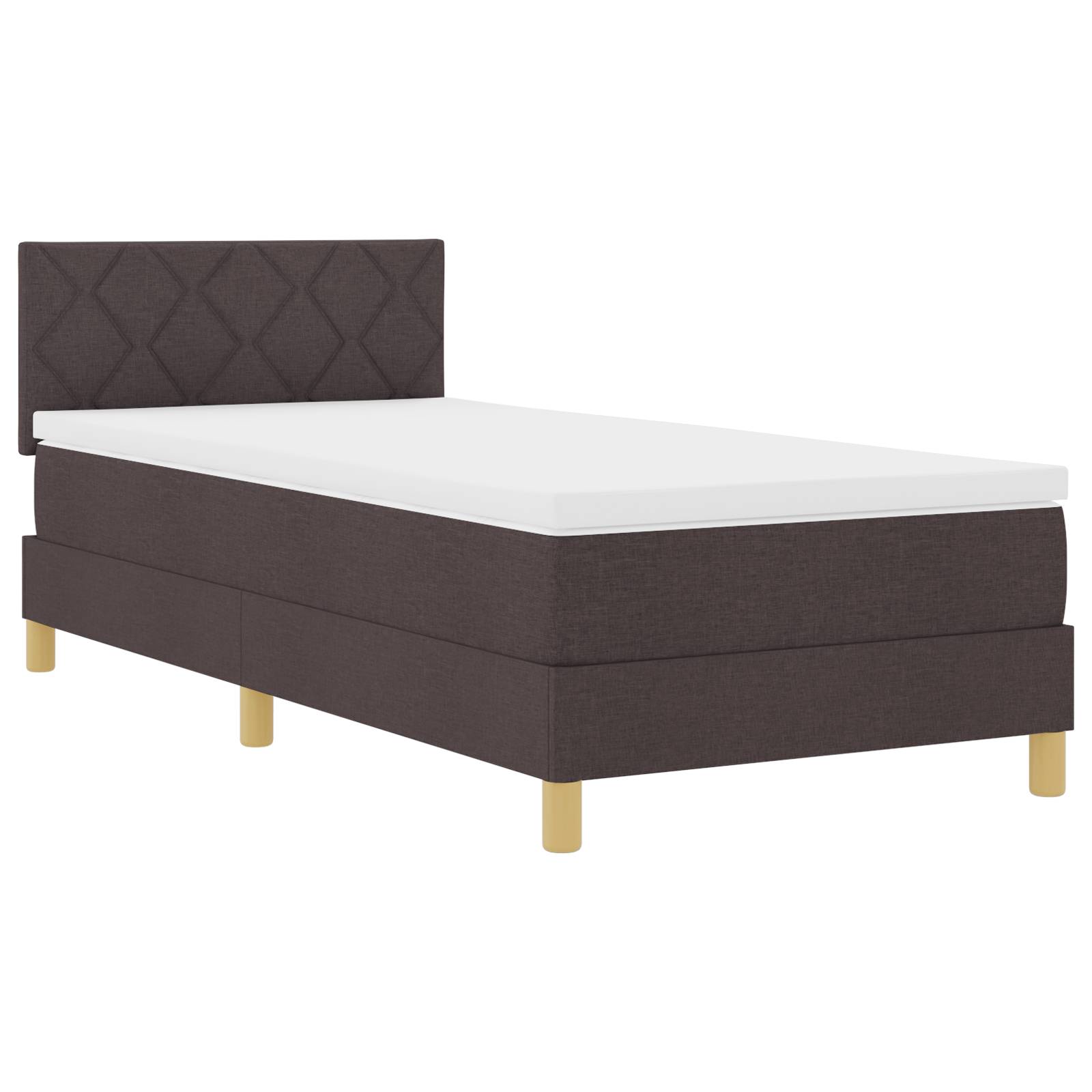 vidaXL Boxspringbett mit Matratze Dunkelbraun 90x200 cm Stoff
