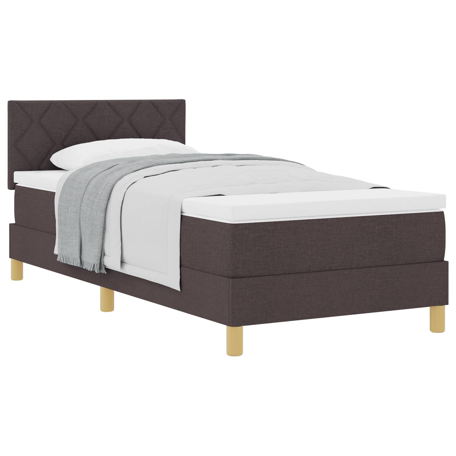 vidaXL Boxspringbett mit Matratze Dunkelbraun 90x200 cm Stoff