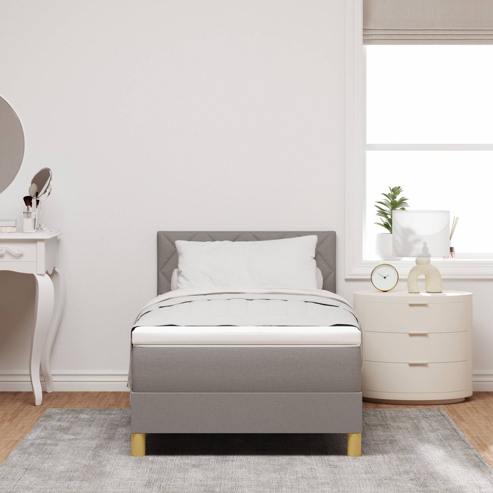 vidaXL Boxspringbett mit Matratze Taupe 100x200 cm Stoff