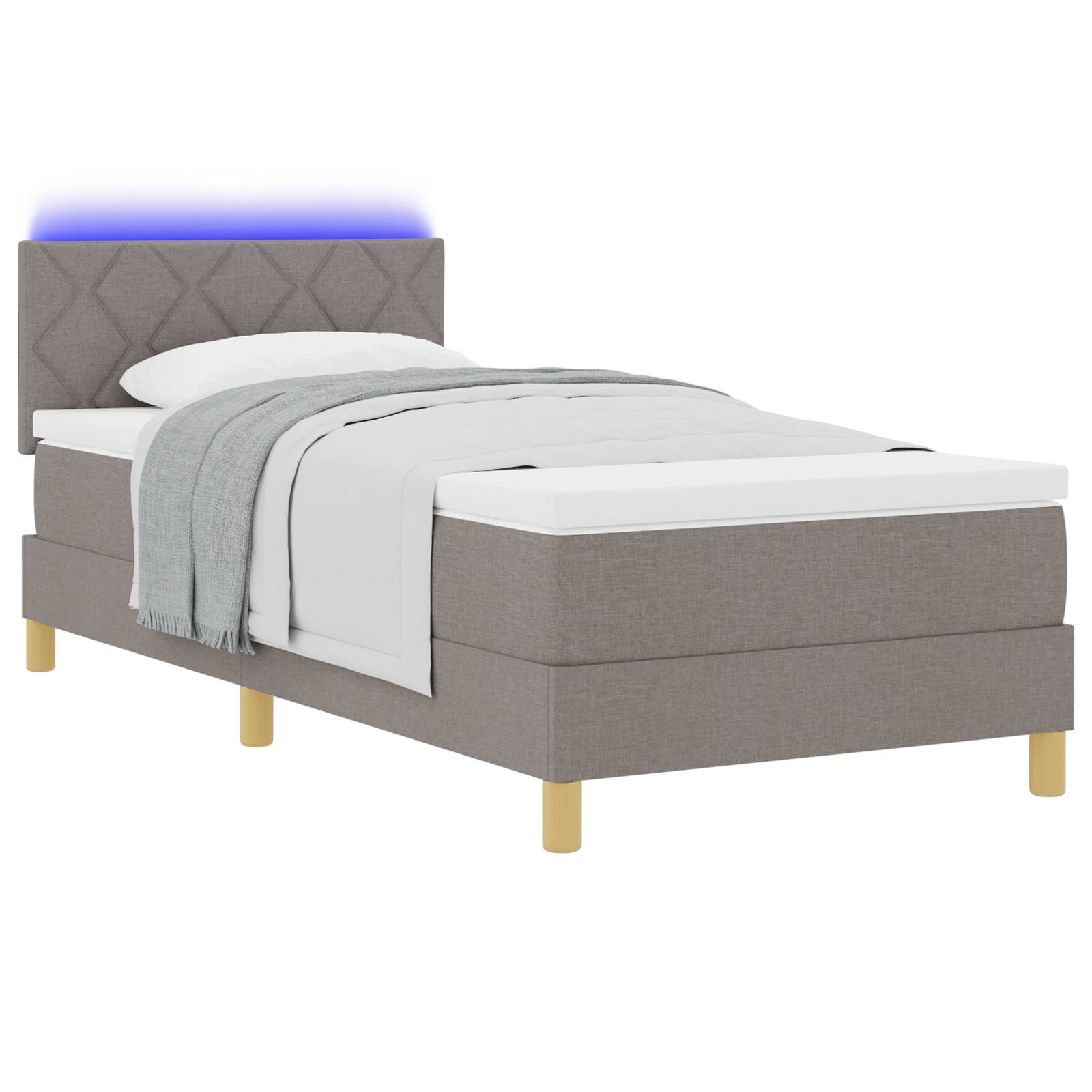 vidaXL Boxspringbett mit Matratze Taupe 100x200 cm Stoff