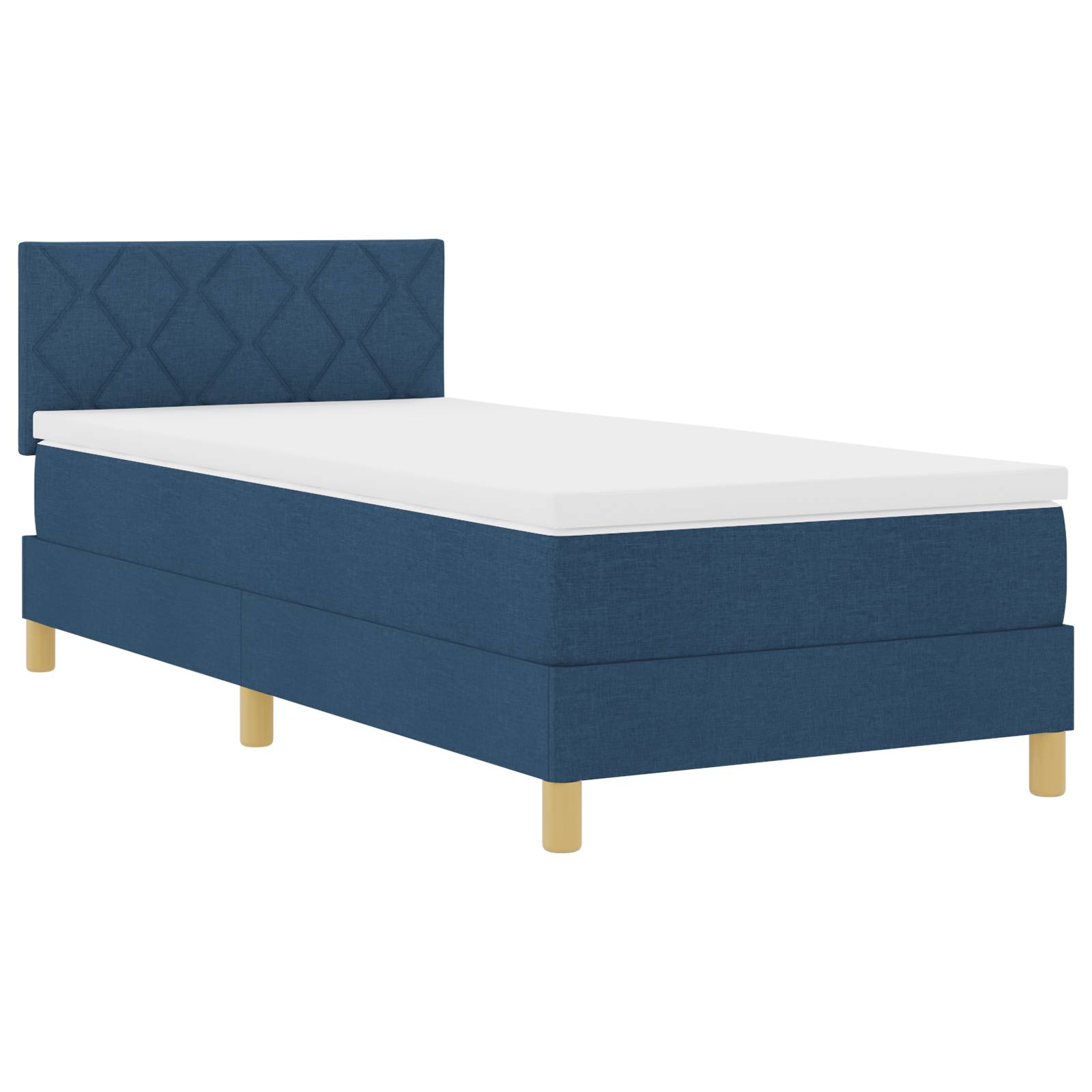 vidaXL Boxspringbett mit Matratze Blau 90x200 cm Stoff