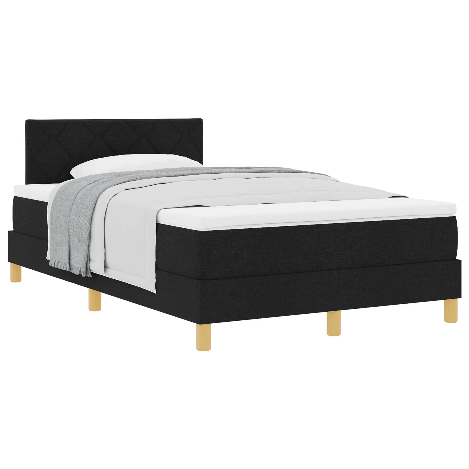 vidaXL Boxspringbett mit Matratze Schwarz 120x200 cm Stoff