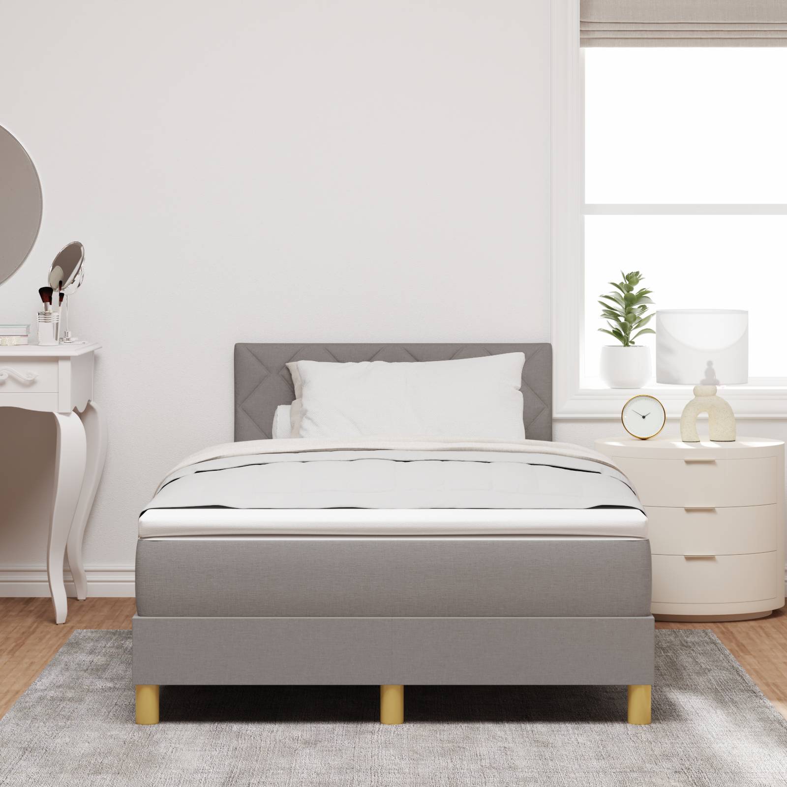 vidaXL Boxspringbett mit Matratze & LED Taupe 120x190 cm Stoff
