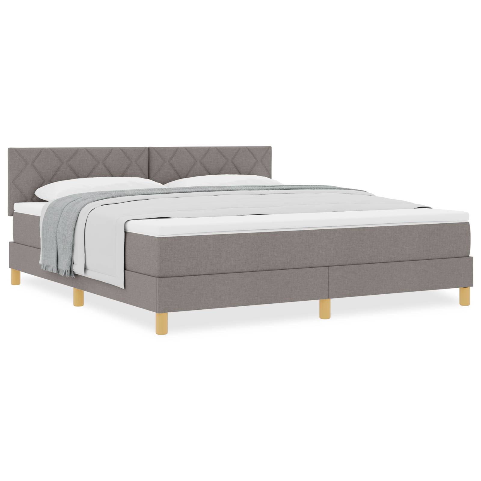 vidaXL Boxspringbett mit Matratze Taupe 180x200 cm Stoff