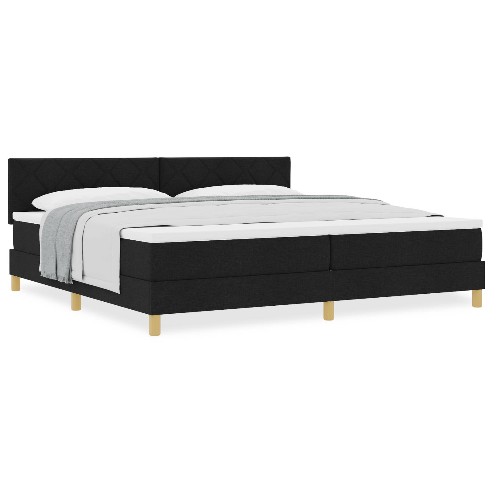 vidaXL Boxspringbett mit Matratze Schwarz 200x200 cm Stoff