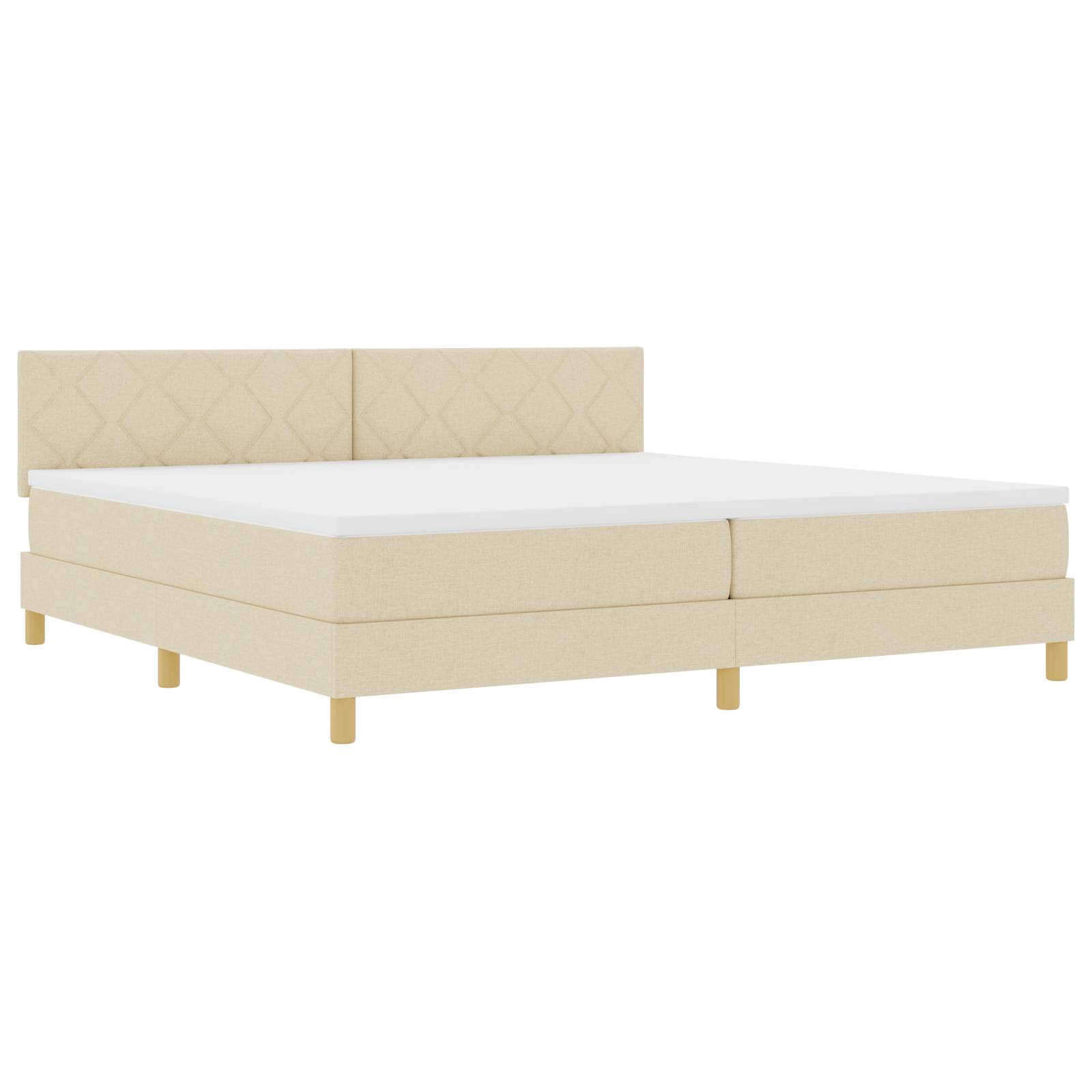 vidaXL Boxspringbett mit Matratze & LED Creme 200x200 cm Stoff