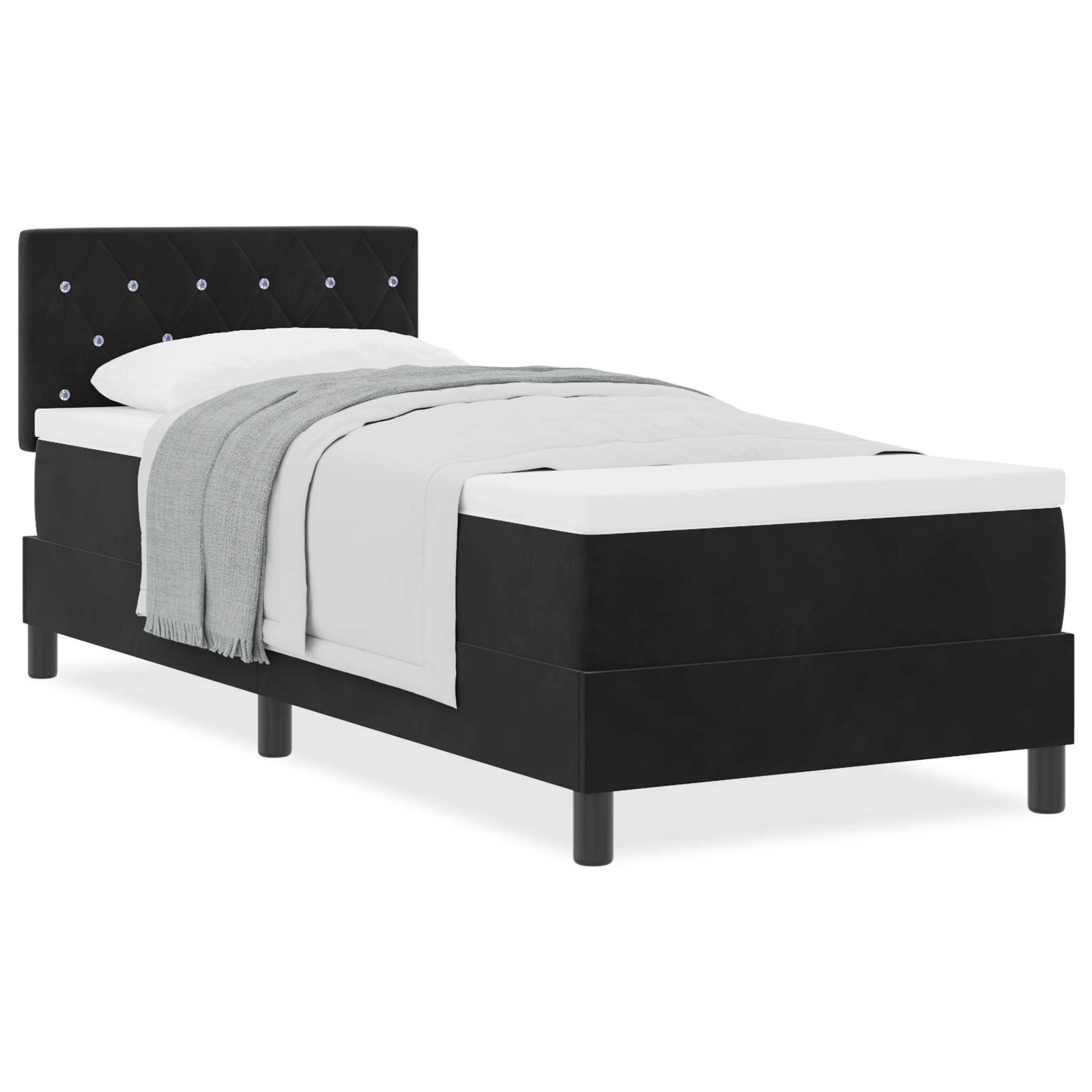 vidaXL Boxspringbett mit Matratze Schwarz 80x200 cm Samt